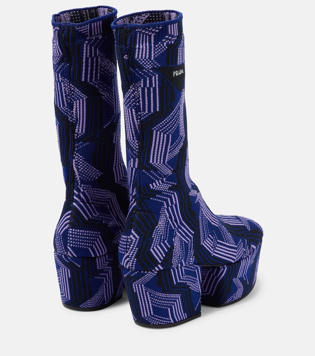 Prada Jacquard knit platform ankle boots in puple Size US 7 / IT 37 - 2 Thumbnail