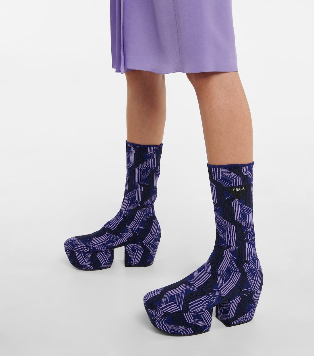 Prada Jacquard knit platform ankle boots in puple Size US 9 / IT 39 - 3 Thumbnail