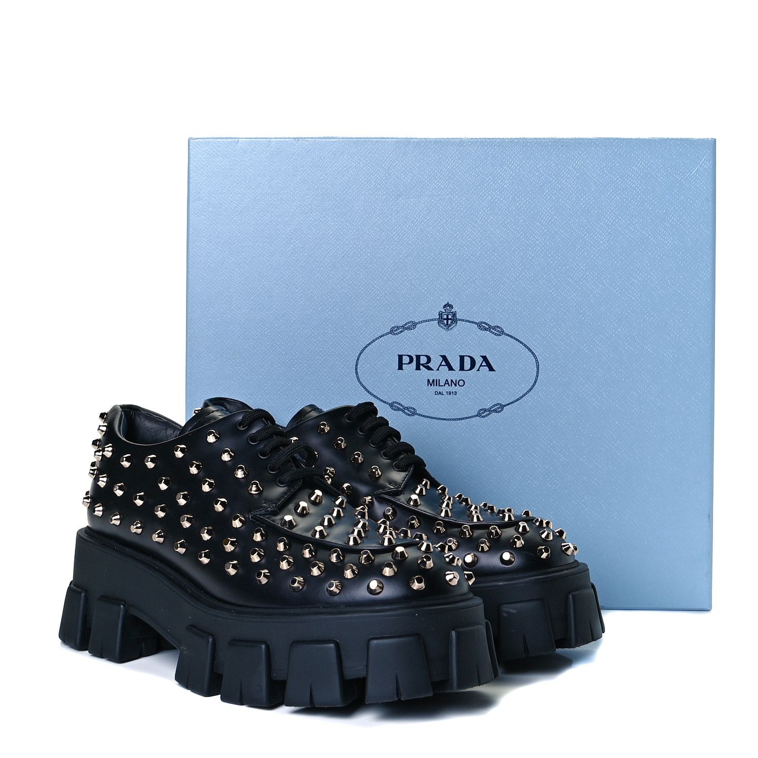Leather Monolith Studded Loafer Shoes