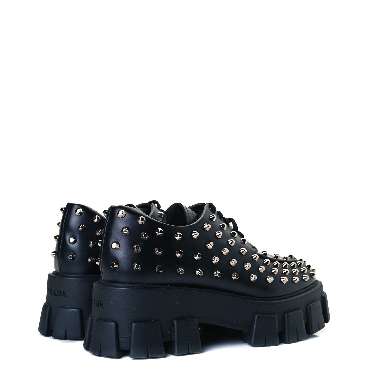 Leather Monolith Studded Loafer Shoes