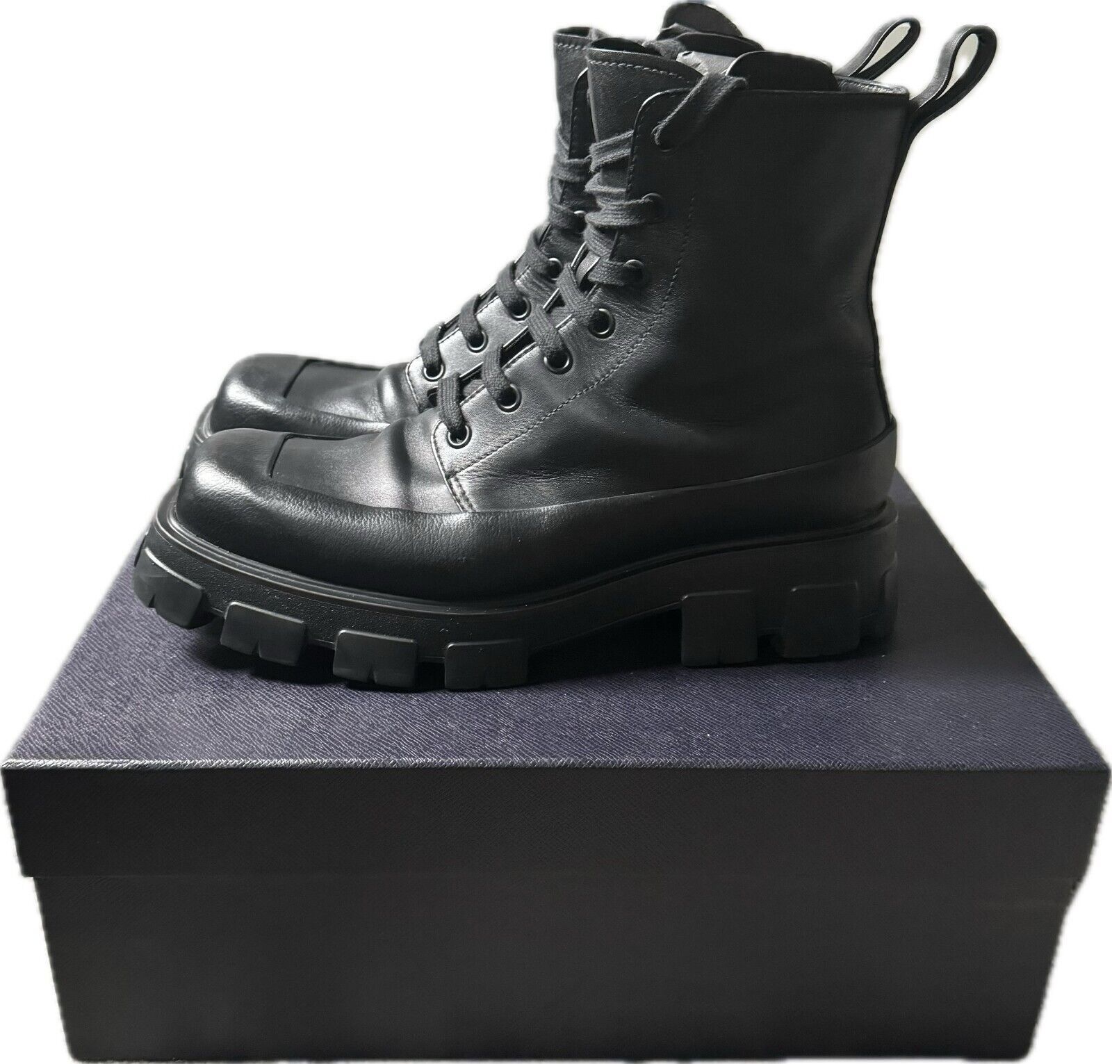Prada Monolith Leather Lace Up Combat Boots Size US 10 / EU 43 - 2 Thumbnail