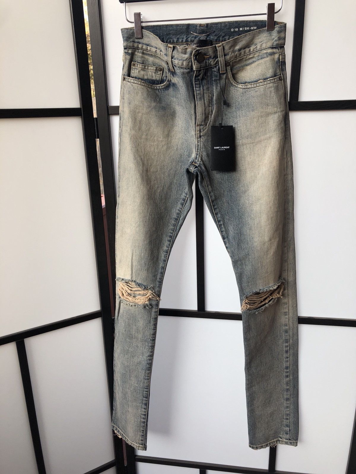 Saint Laurent Paris Rare SS16 Selvedge Ripped D10 Skinny Jeans