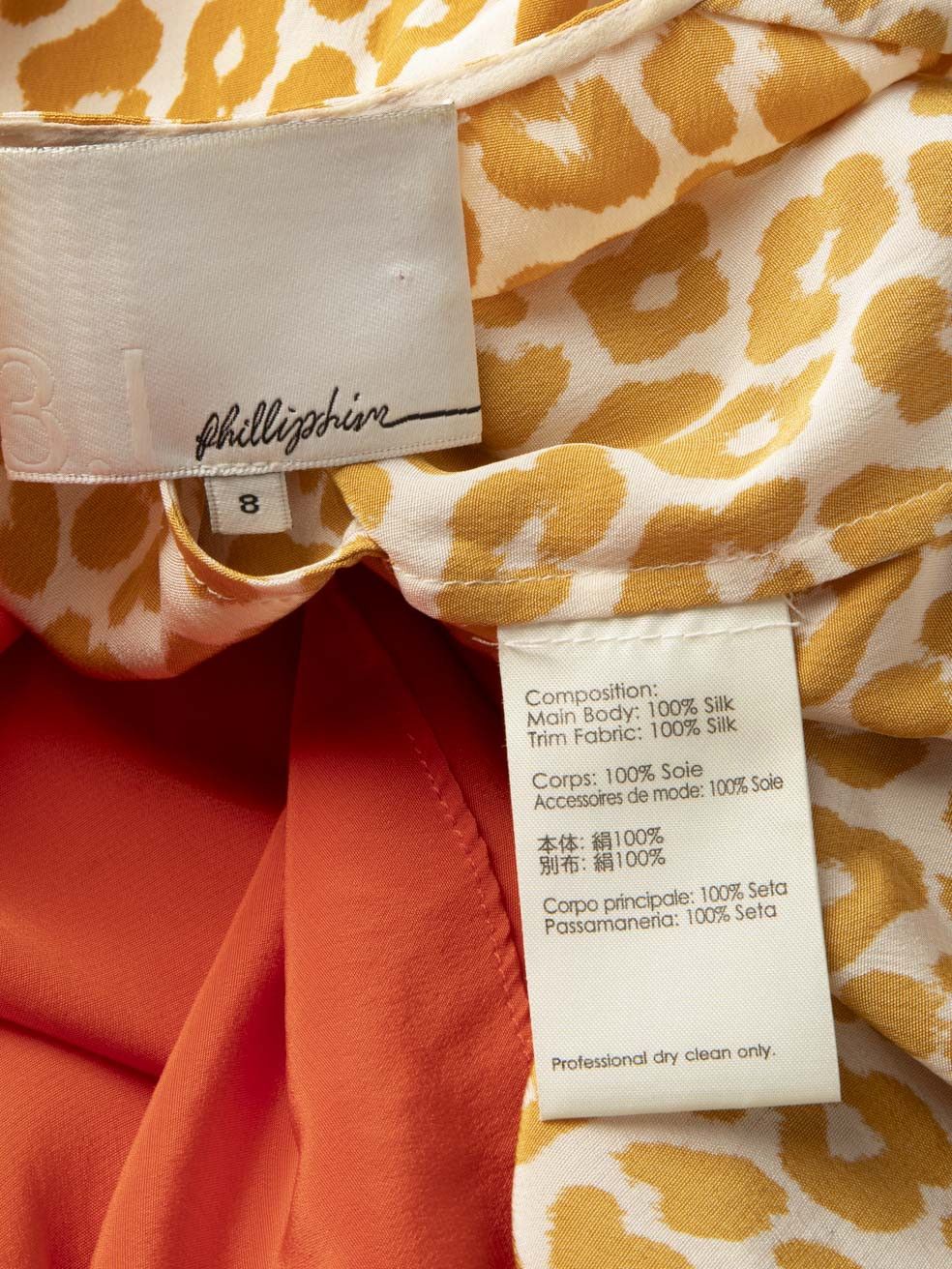 3.1 Phillip Lim Orange & Leopard Panel Silk Dress Size M / US 6-8 / IT 42-44 - 7 Thumbnail