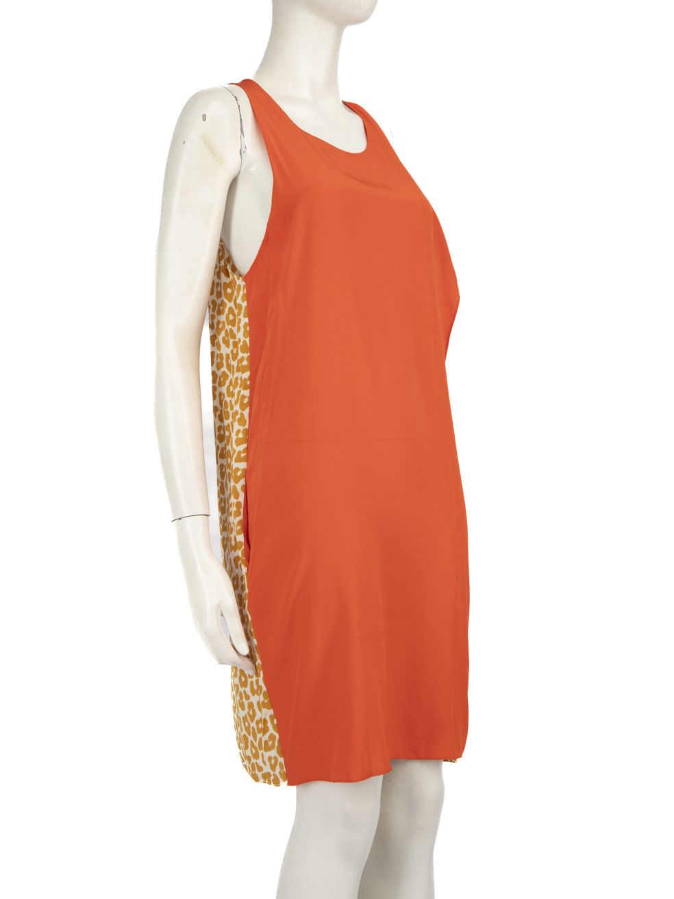 3.1 Phillip Lim Orange & Leopard Panel Silk Dress Size M / US 6-8 / IT 42-44 - 2 Thumbnail