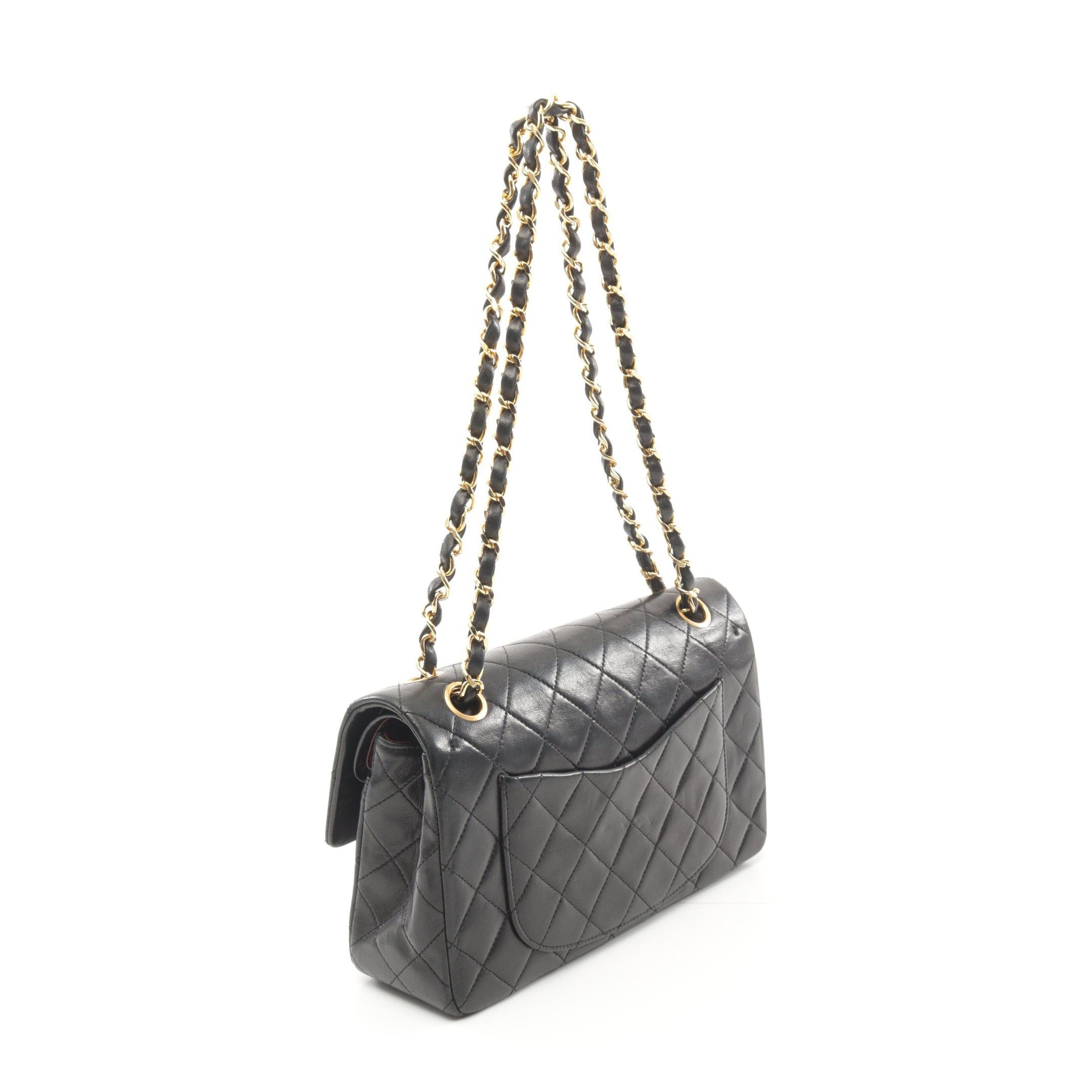 Chanel Chanel Matelasse Double Flap Chain Shoulder Bag Lambskin Black Gold Hardware Size ONE SIZE - 2 Thumbnail