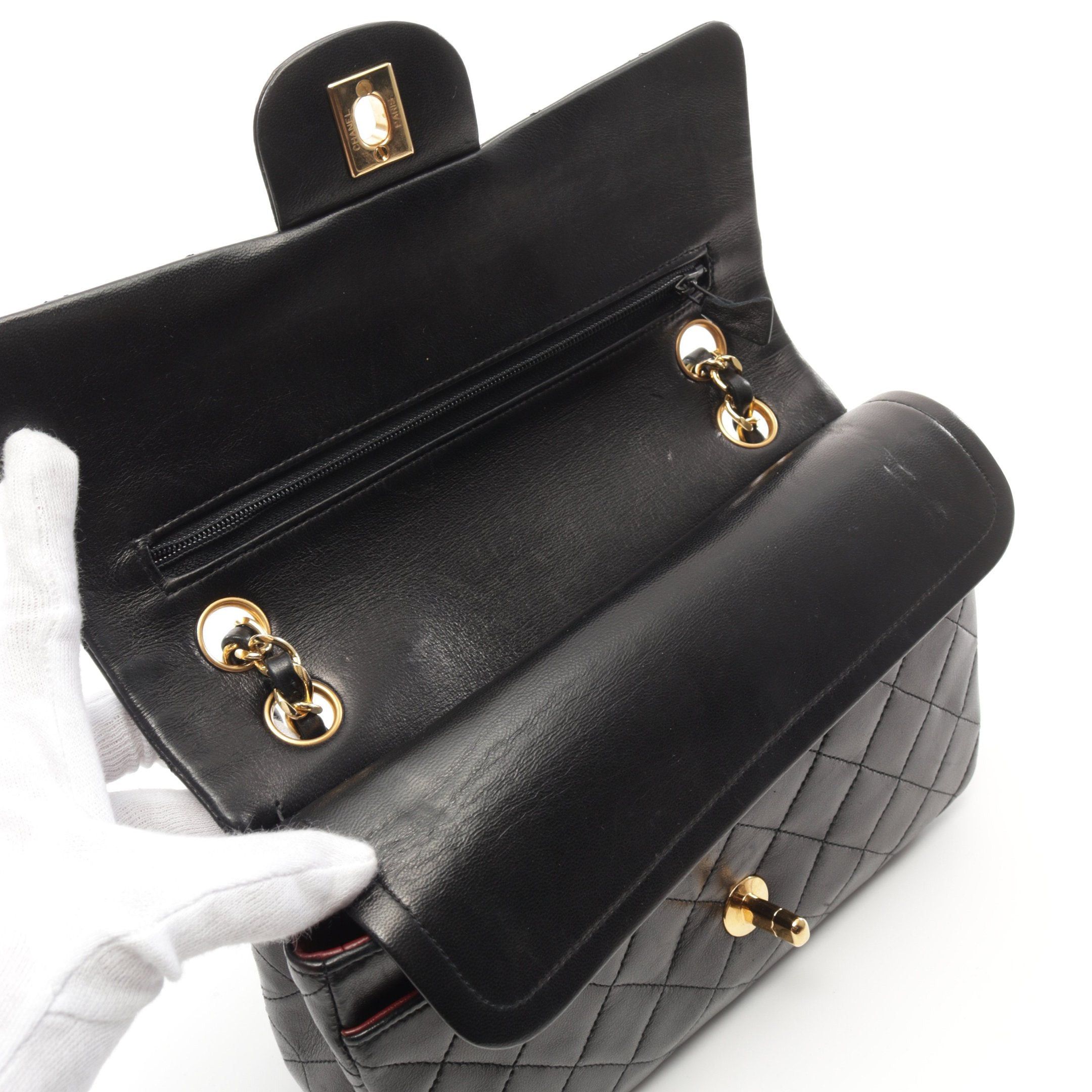 Chanel Chanel Matelasse Double Flap Chain Shoulder Bag Lambskin Black Gold Hardware Size ONE SIZE - 6 Thumbnail