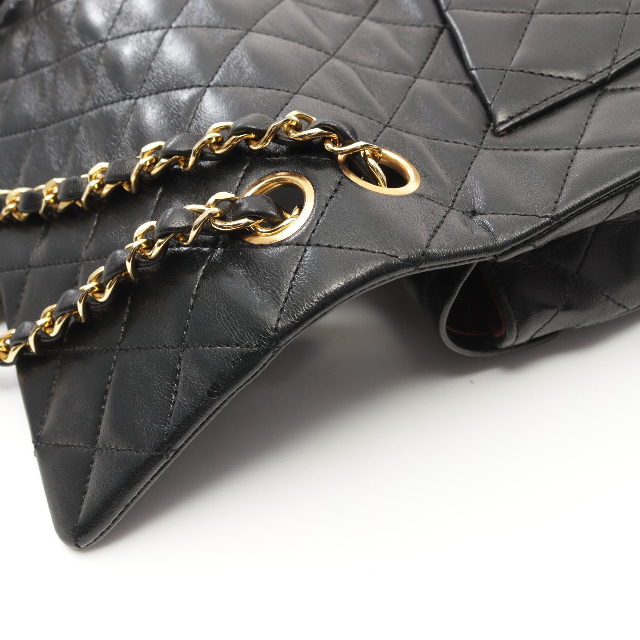 Chanel Chanel Matelasse Double Flap Chain Shoulder Bag Lambskin Black Gold Hardware Size ONE SIZE - 9 Thumbnail