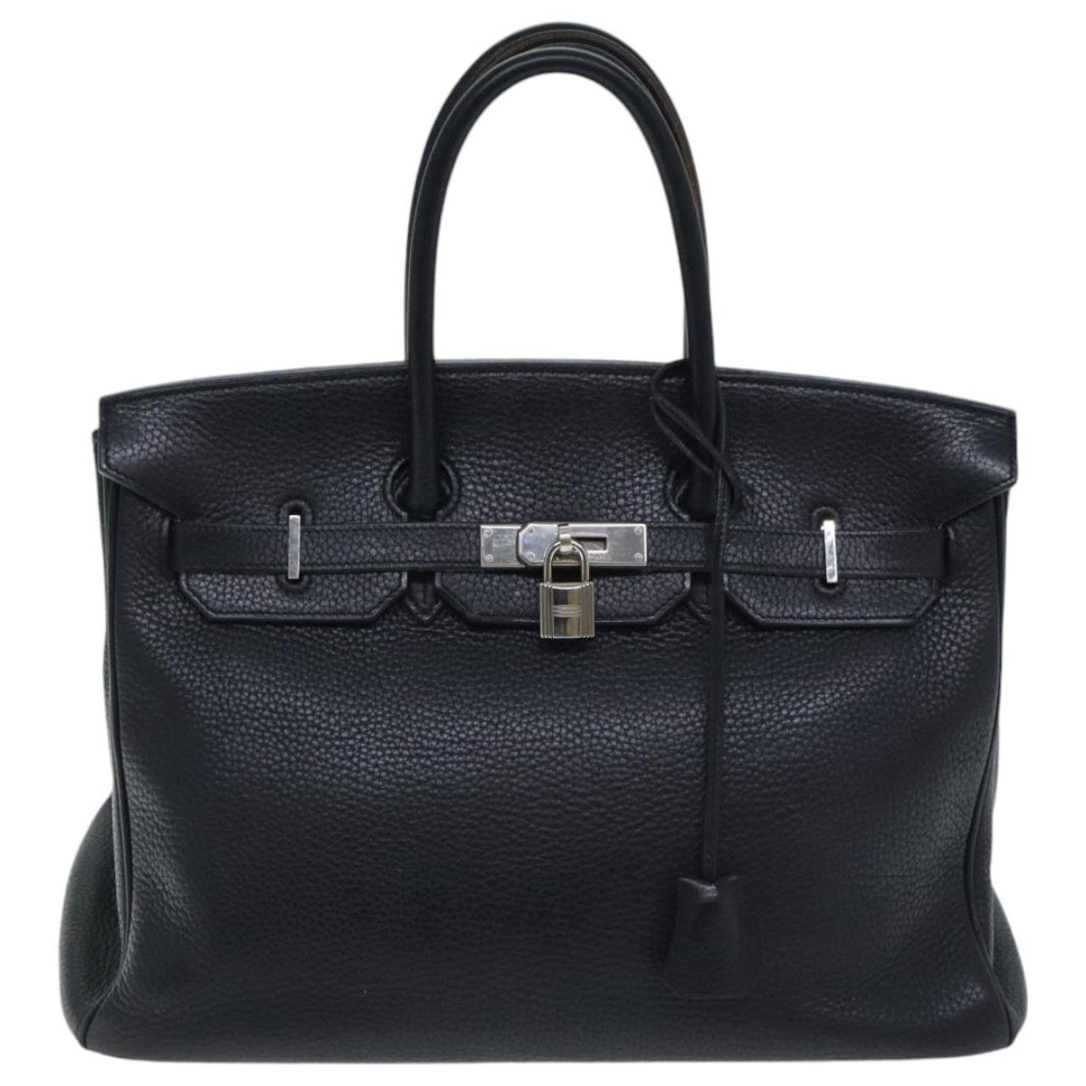 HERMES Birkin 35 Hand Bag Taurillon Clemence Black Silver Auth 76748