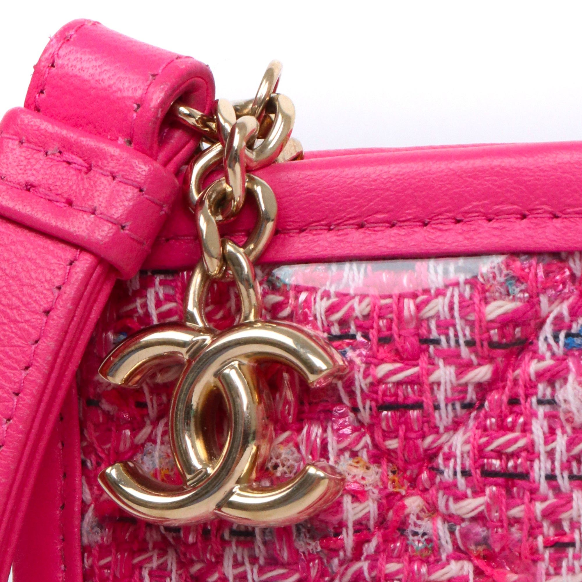 Chanel CHANEL - Chanel CHA NEL clutch in PVC and pink tweed Size ONE SIZE - 4 Thumbnail