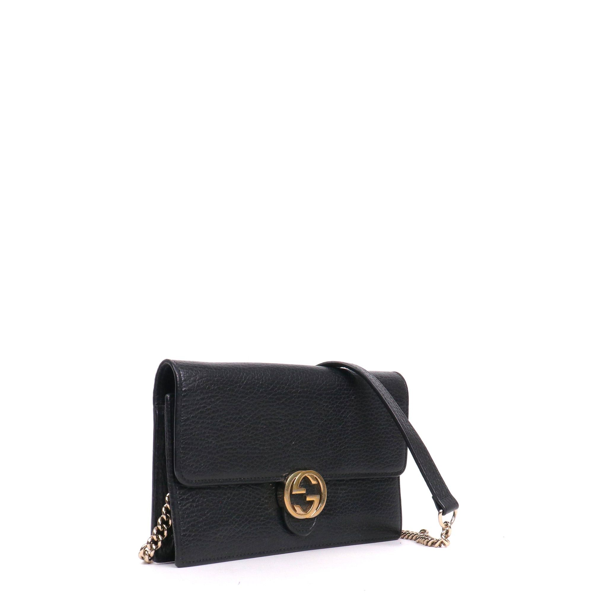 Gucci GUCCI - Gucci Interlocking shoulder bag in black grained leather Size ONE SIZE - 2 Thumbnail