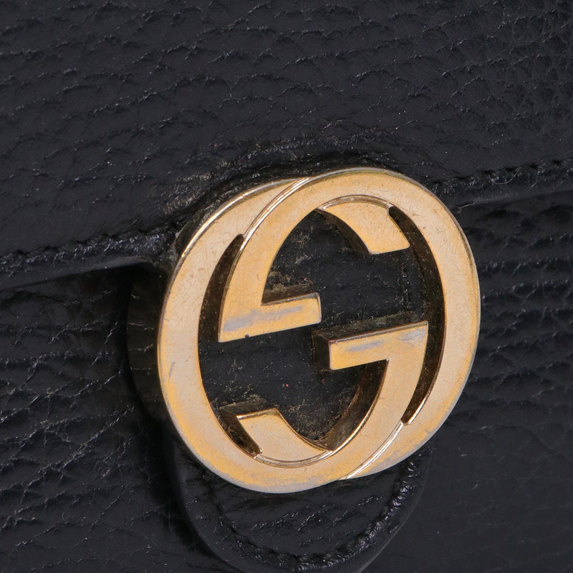 Gucci GUCCI - Gucci Interlocking shoulder bag in black grained leather Size ONE SIZE - 6 Thumbnail