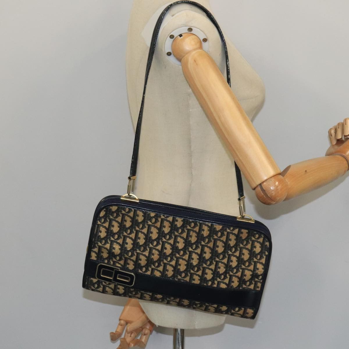Dior Trotter Navy Canvas Shoulder Bag (Pre-Owned) Size ONE SIZE - 14 Thumbnail