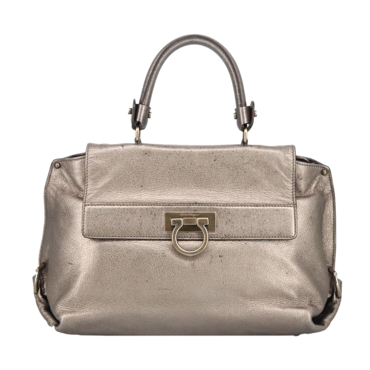Salvatore Ferragamo Gancini Silver Leather Handbag (Pre-Owned) Size ONE SIZE - 20 Thumbnail