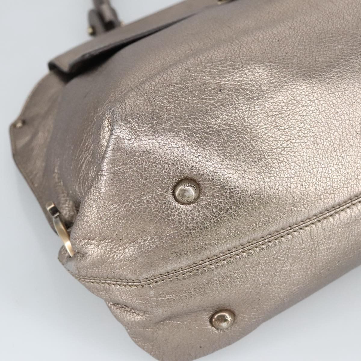 Salvatore Ferragamo Gancini Silver Leather Handbag (Pre-Owned) Size ONE SIZE - 9 Thumbnail