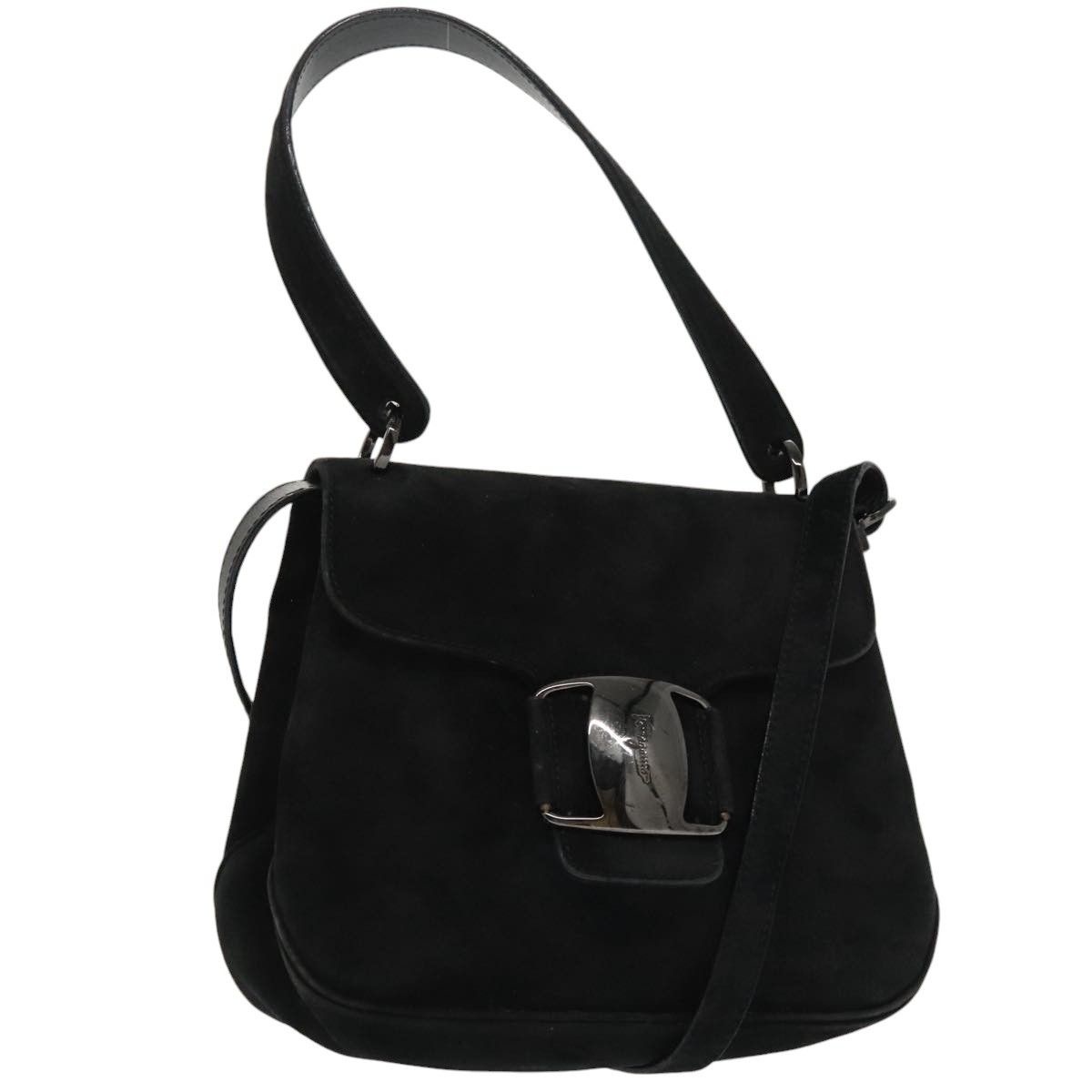 Salvatore Ferragamo Vara Black Suede Handbag (Pre-Owned) Size ONE SIZE - 16 Thumbnail