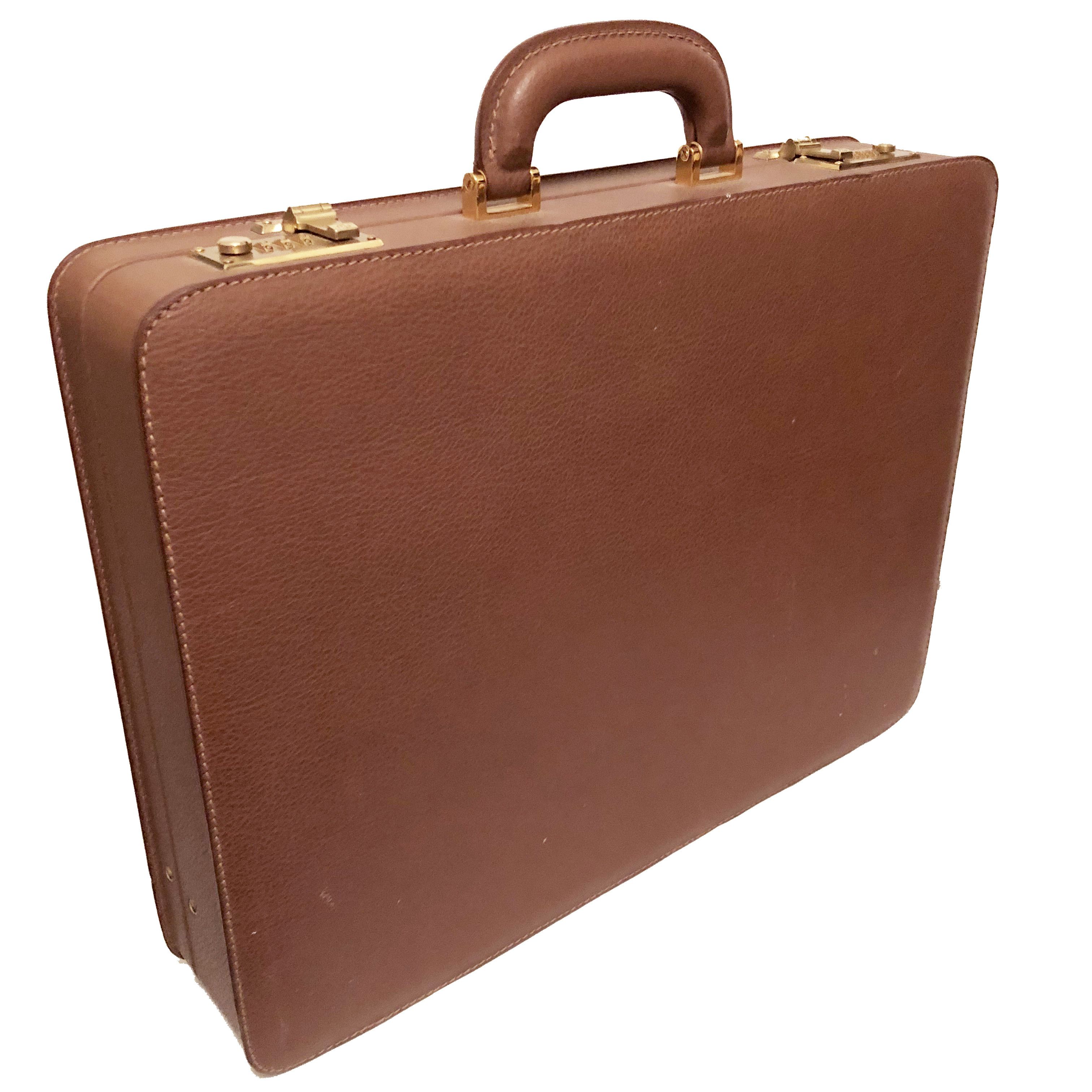 Gucci VINTAGE GUCCI MEN'S BROWN PEBBLED LEATHER HARDSIDE BRIEFCASE