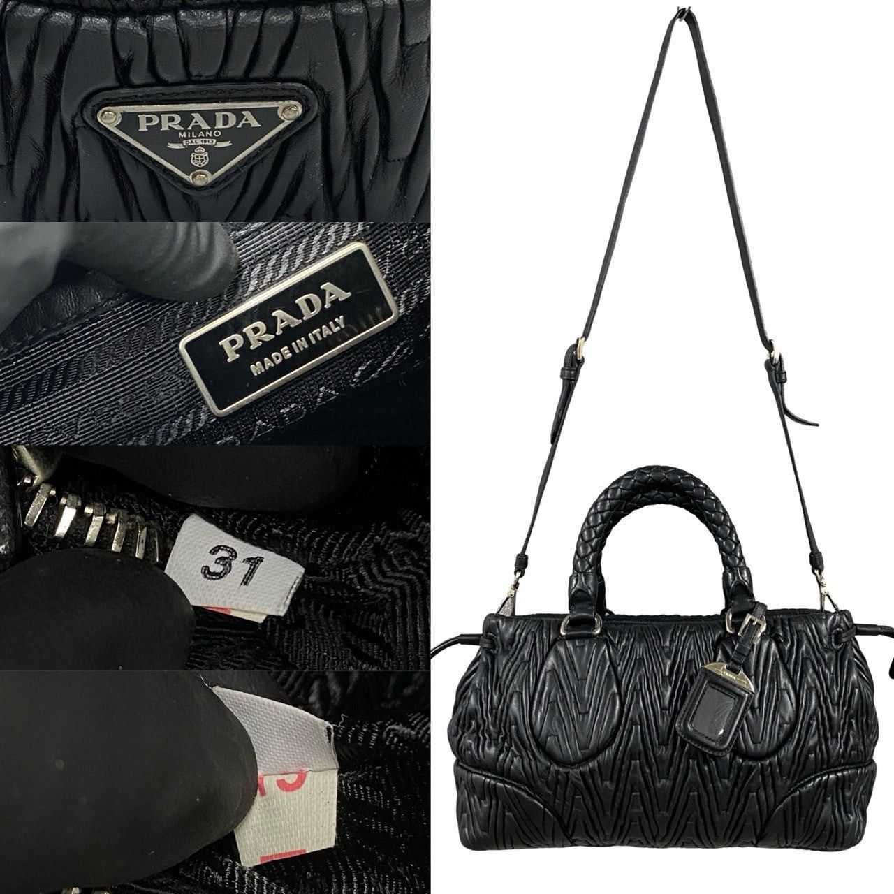Prada Prada Shoulder Bag Black Leather Size ONE SIZE - 3 Thumbnail