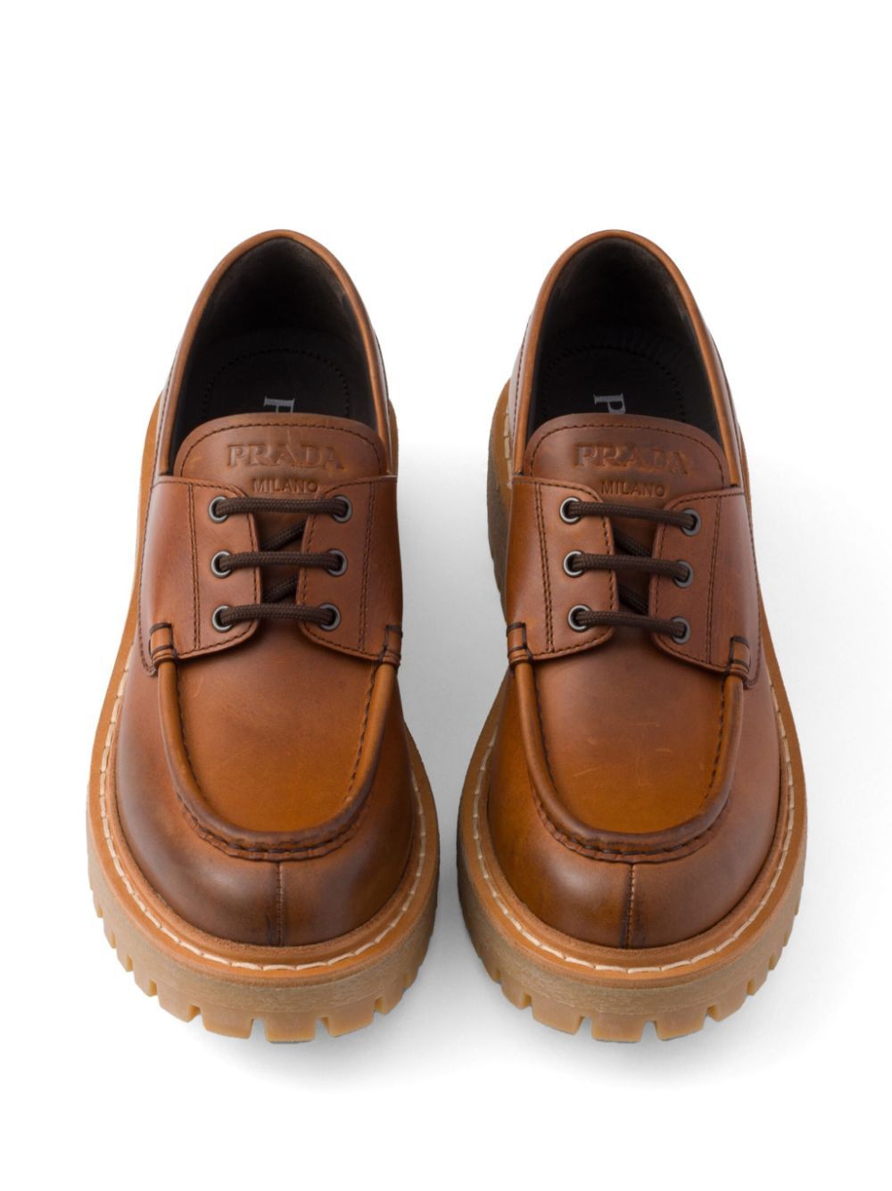 Prada LEATHER LACE-UP LOAFERS Size US 9 / IT 39 - 3 Thumbnail