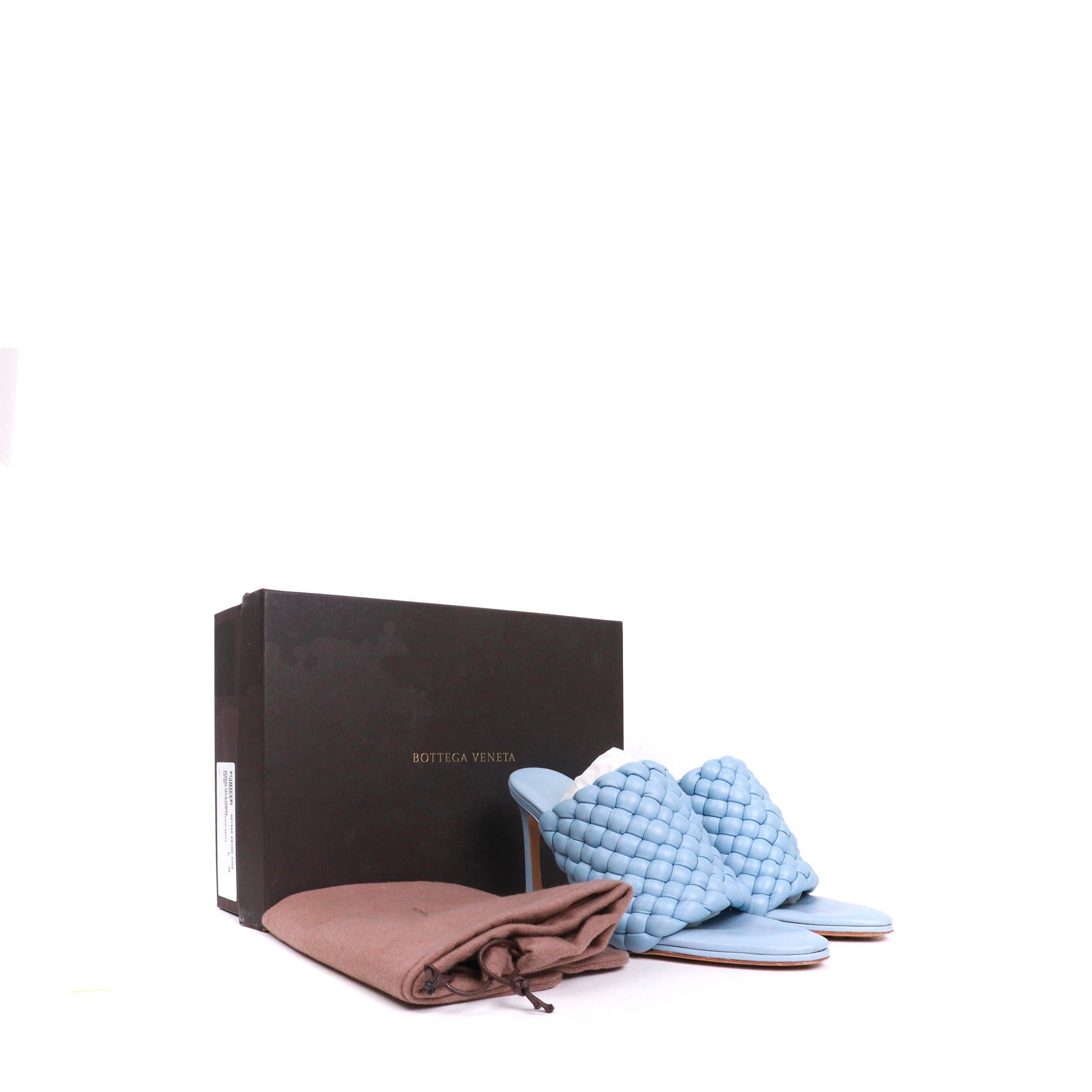 Bottega Veneta BOTTEGA VENETA - Bottega Veneta mules in ice blue leather (T38) Size US 7 / IT 37 - 8 Thumbnail