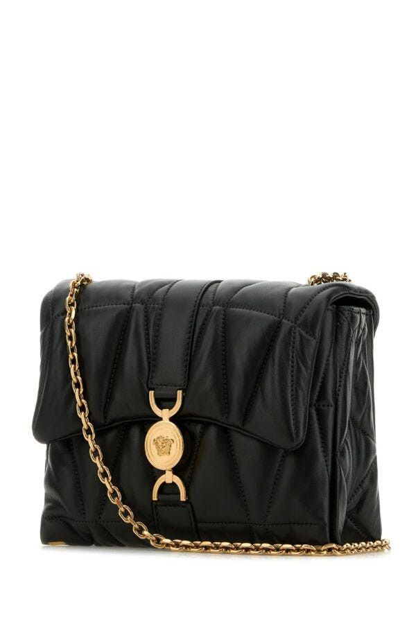 Versace Black Nappa Leather Kleio Shoulder Bag Size ONE SIZE - 4 Thumbnail