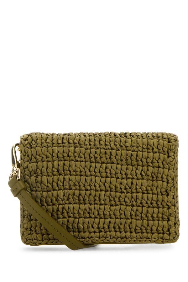 Prada Olive Green Raffia Card Holder Size ONE SIZE - 5 Thumbnail