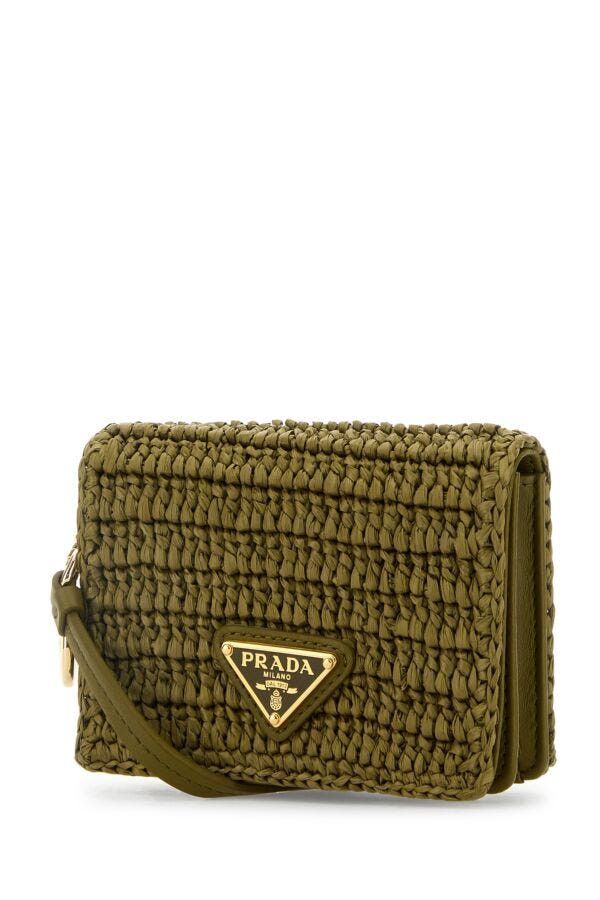 Prada Olive Green Raffia Card Holder Size ONE SIZE - 4 Thumbnail
