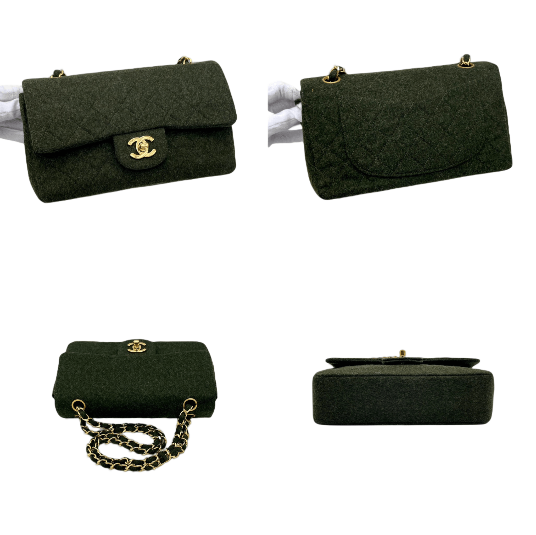 Chanel Chanel Matelasse Classic Flap 23 Wool Green Ghw Size ONE SIZE - 4 Thumbnail