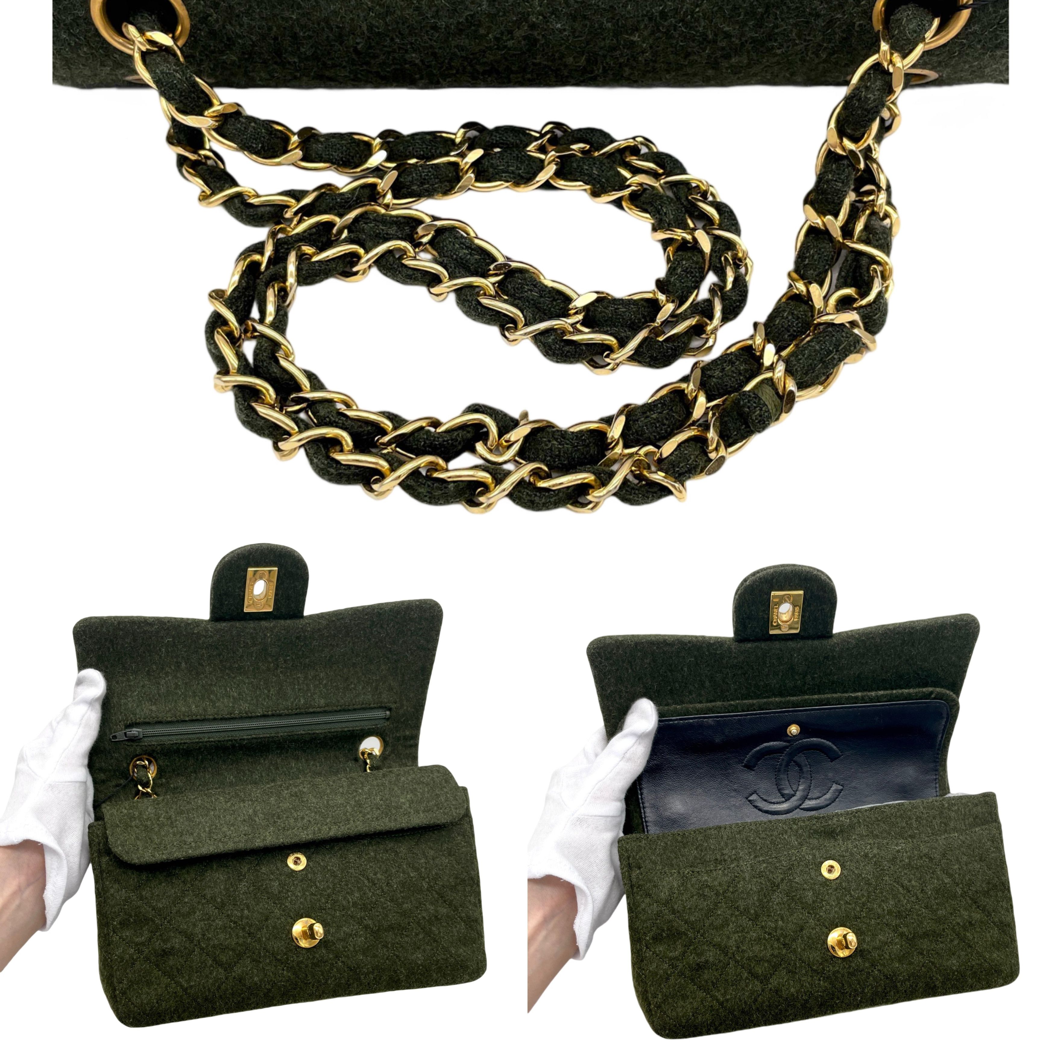 Chanel Chanel Matelasse Classic Flap 23 Wool Green Ghw Size ONE SIZE - 9 Thumbnail