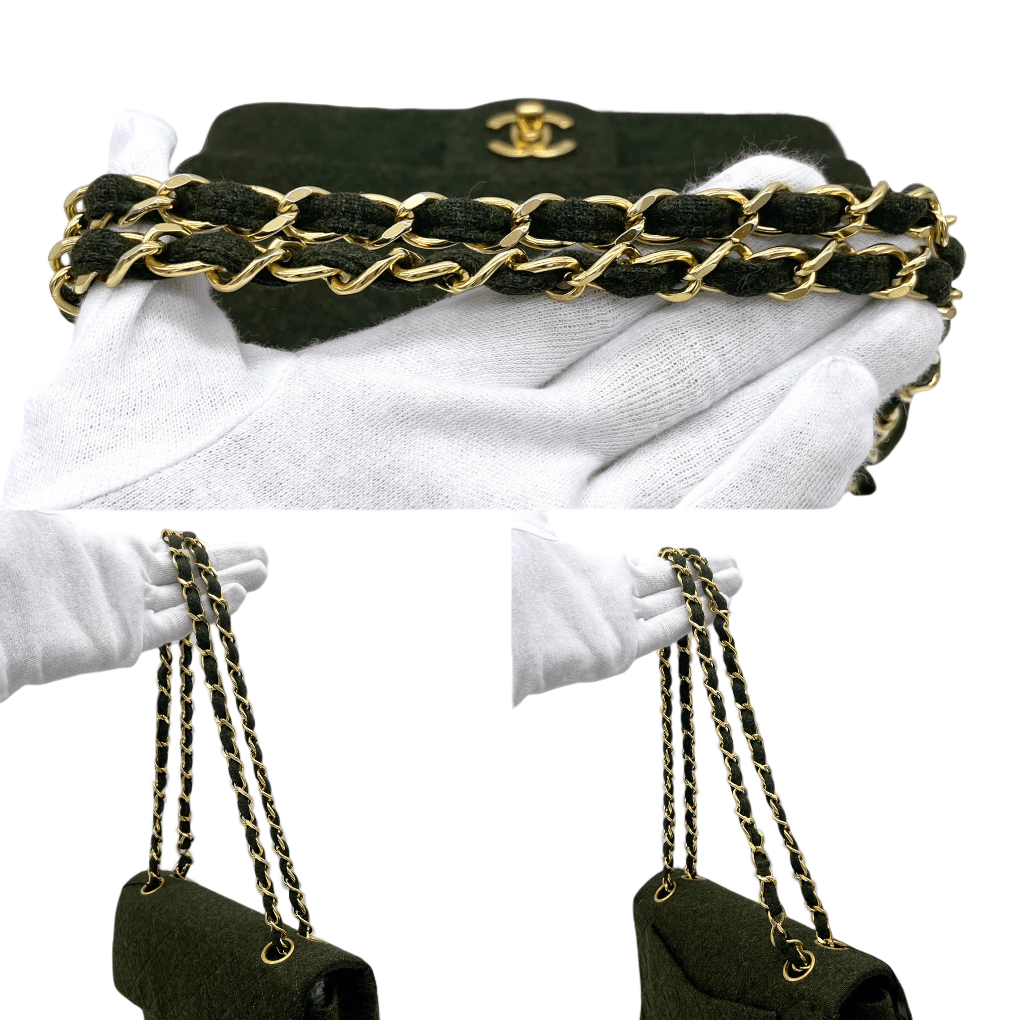 Chanel Chanel Matelasse Classic Flap 23 Wool Green Ghw Size ONE SIZE - 7 Thumbnail