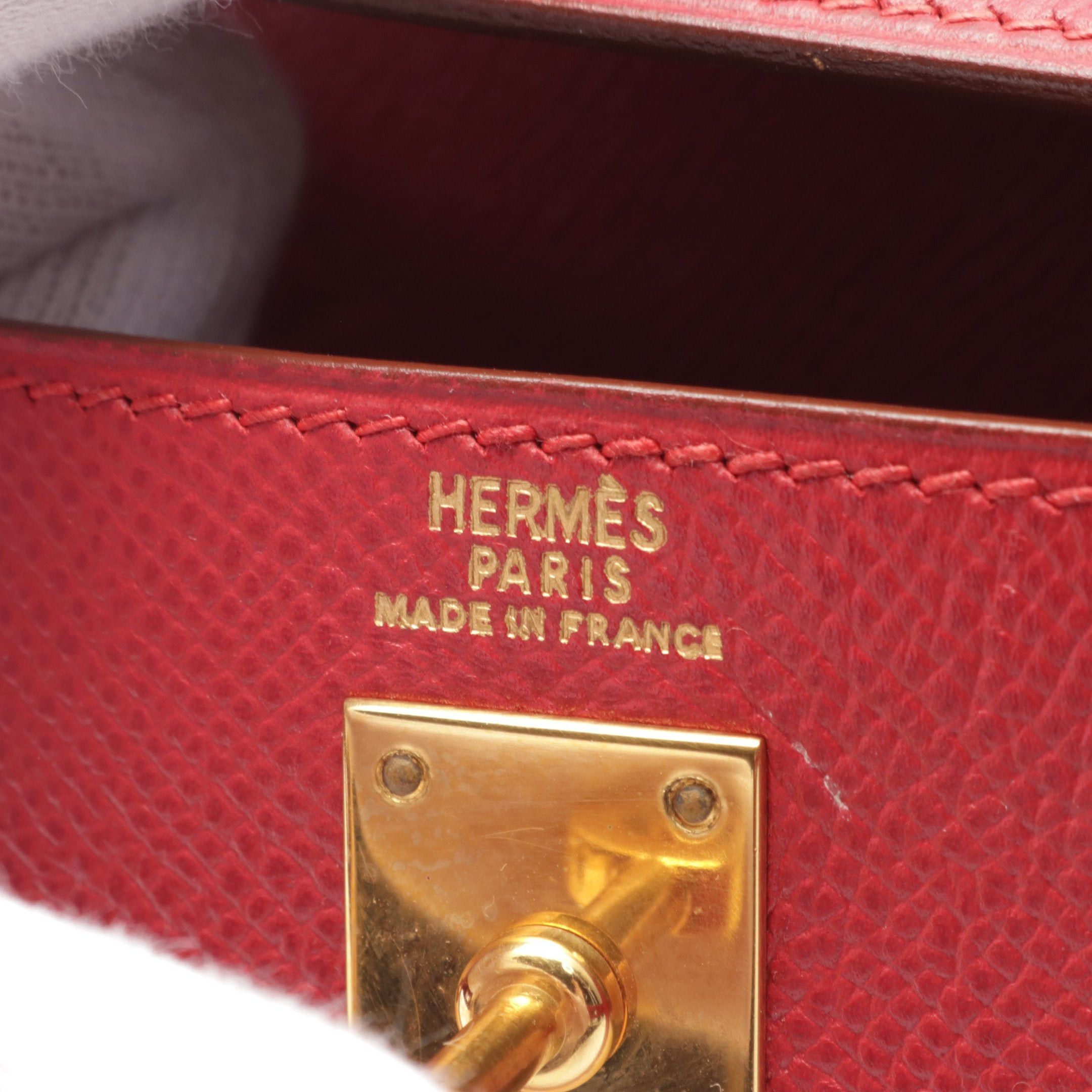 Hermes Hermes Mini Kelly 20 Rougewif Handbag Courchevel Red Gold Hardware ○Y Stamp Size ONE SIZE - 4 Thumbnail