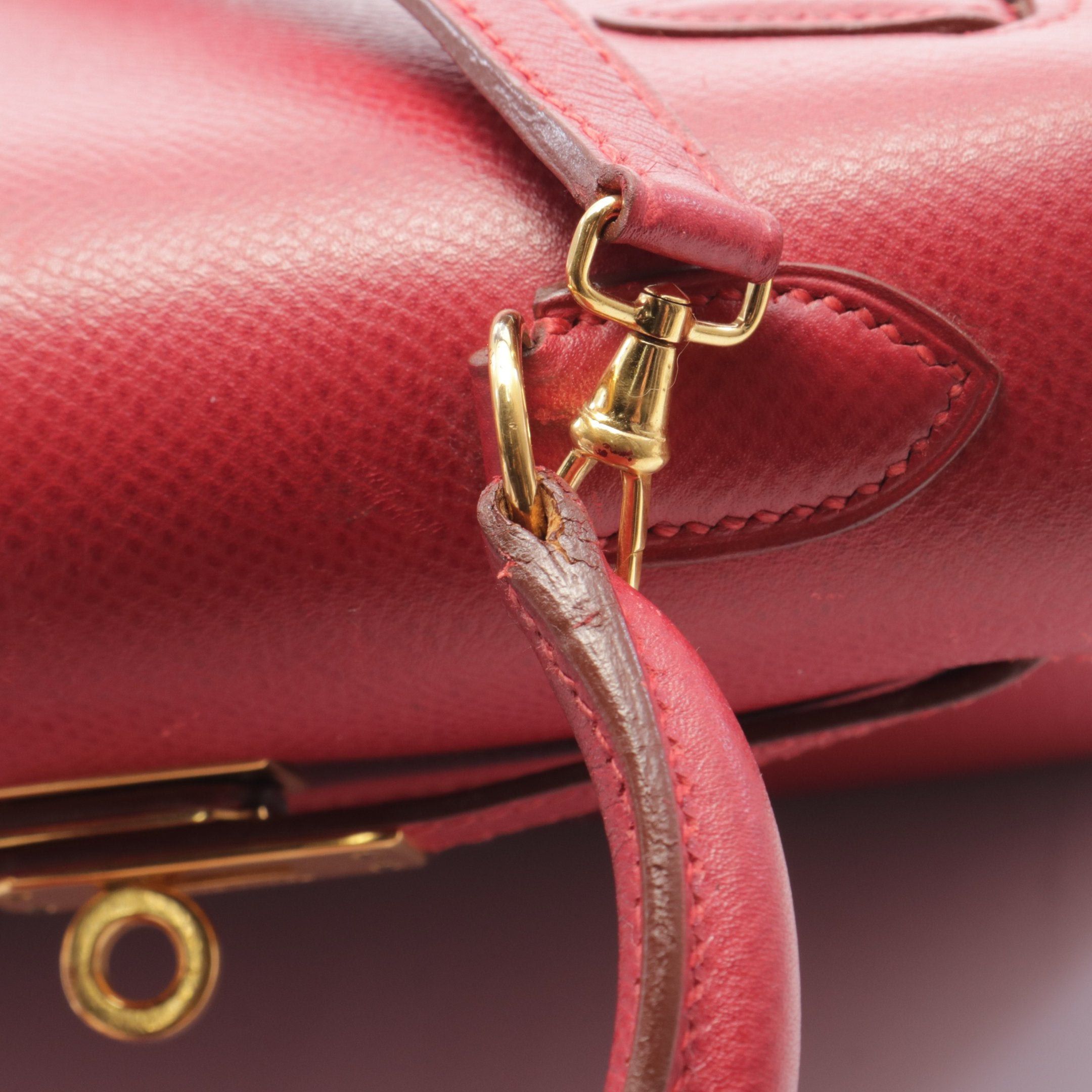 Hermes Hermes Mini Kelly 20 Rougewif Handbag Courchevel Red Gold Hardware ○Y Stamp Size ONE SIZE - 12 Thumbnail