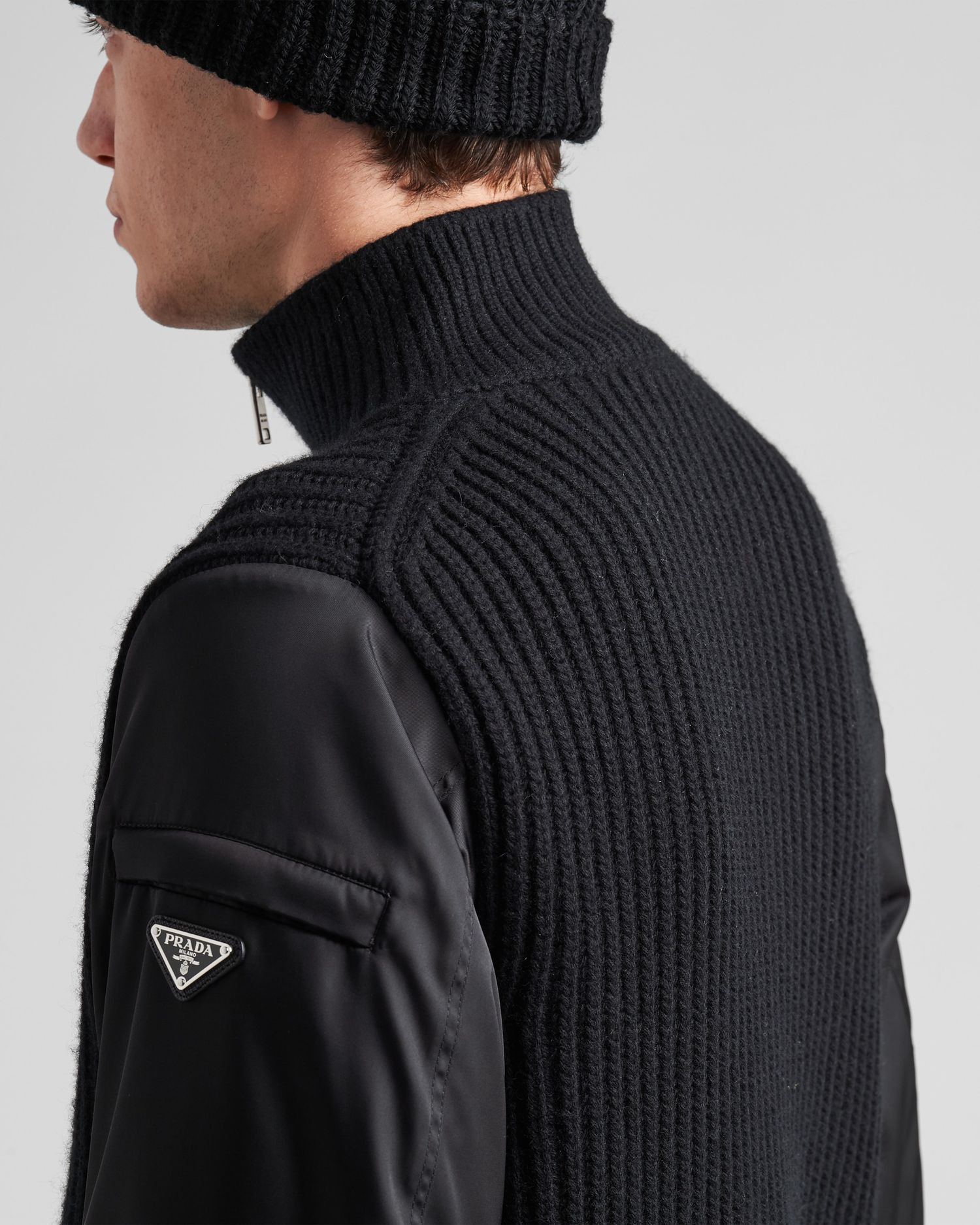 Prada $5.6K VALUE Reversible Cashmere Re-Nylon Cardigan in Black Size US XL / EU 56 / 4 - 2 Thumbnail