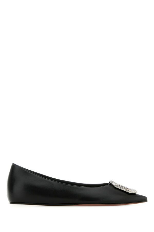Amina Muaddi Camelia Flat Nappa Black White Buc Size US 7 / IT 37 - 3 Thumbnail