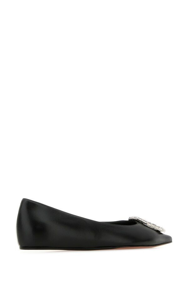 Amina Muaddi Camelia Flat Nappa Black White Buc Size US 8 / IT 38 - 5 Thumbnail