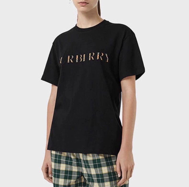 BURBERRY｜SHORT-SLEEVED ROUND NECK T-SHIRTS (Embroidery Burberry Crew neck embroidered detail short sleeves top