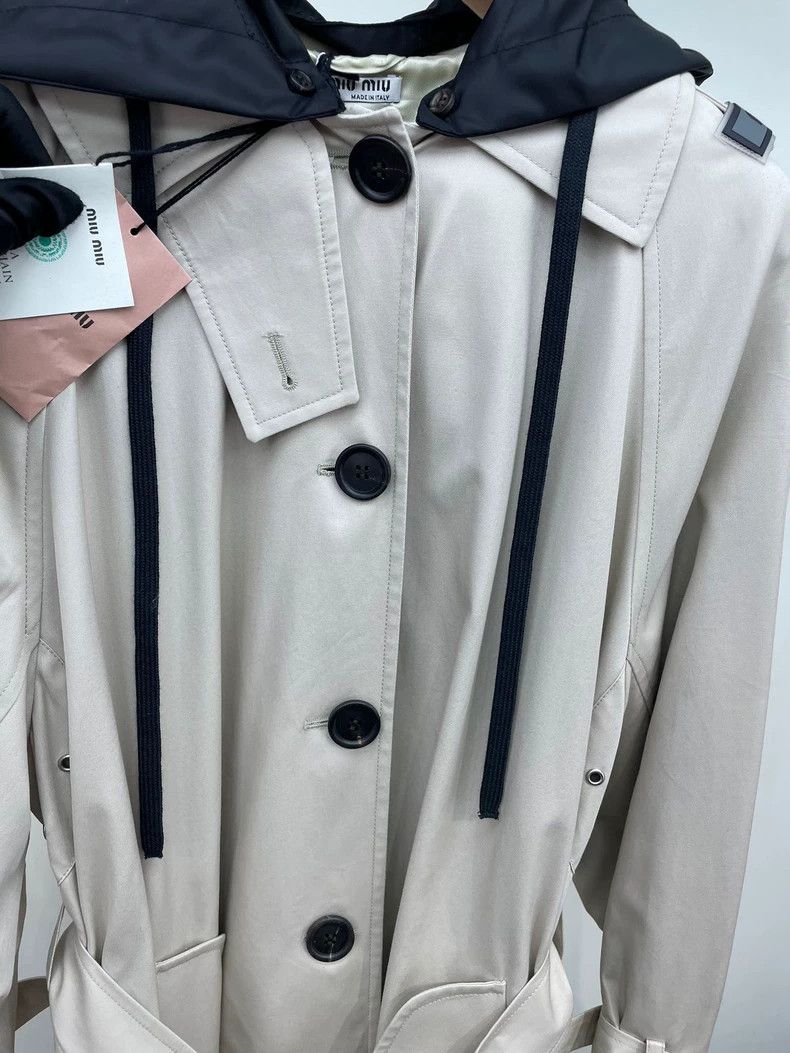 Miu Miu Clearance MiuMiu Belted Hooded Casual Long Coat Size US XS / EU 42 / 0 - 4 Thumbnail