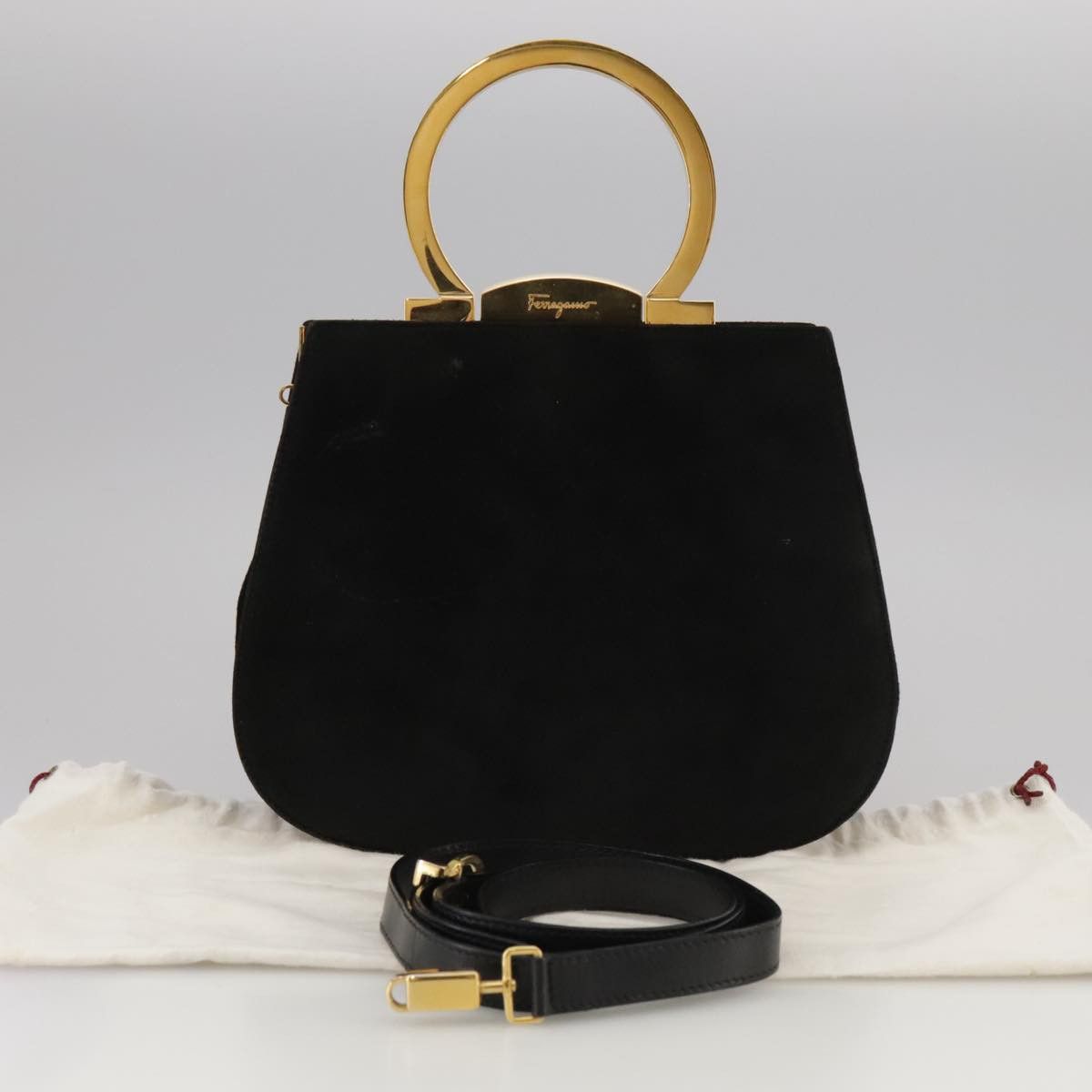 Salvatore Ferragamo Gancini Black Suede Handbag (Pre-Owned) Size ONE SIZE - 17 Thumbnail