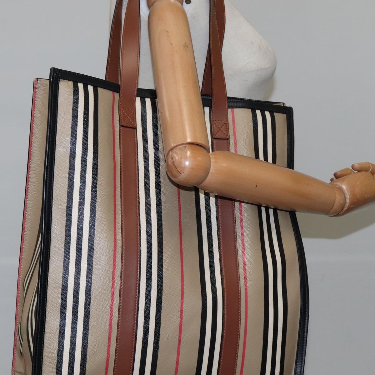 Burberry Stripe Beige Canvas Tote Bag (Pre-Owned) Size ONE SIZE - 15 Thumbnail