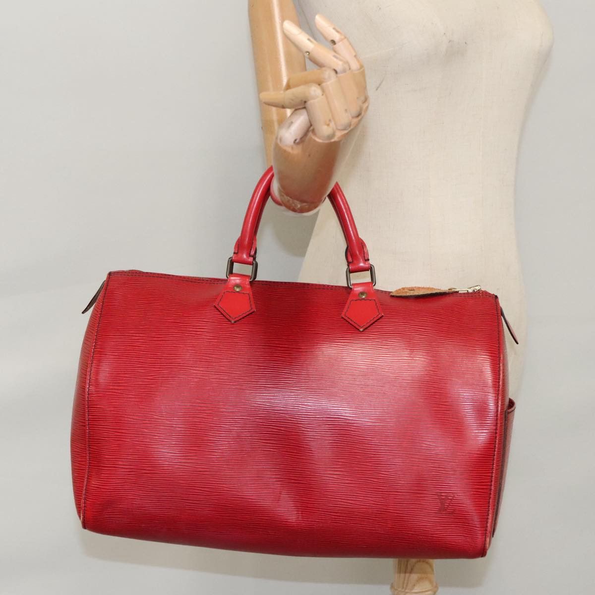 Louis Vuitton Speedy 35 Red Leather Handbag (Pre-Owned) Size ONE SIZE - 17 Thumbnail