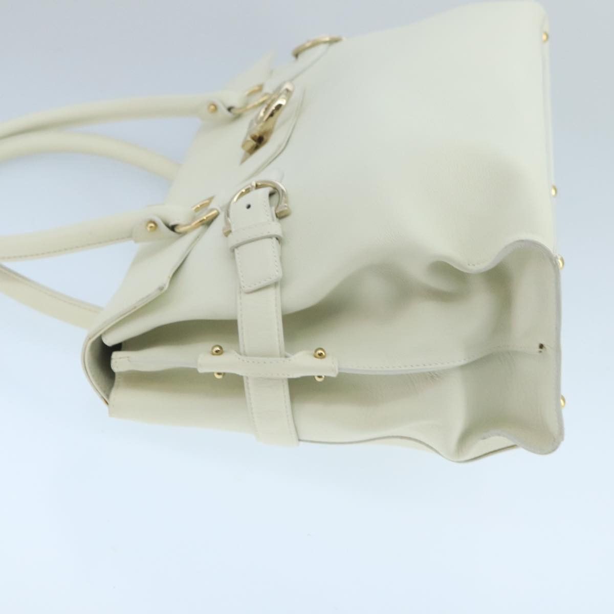 Salvatore Ferragamo Gancini White Leather Handbag (Pre-Owned) Size ONE SIZE - 4 Thumbnail