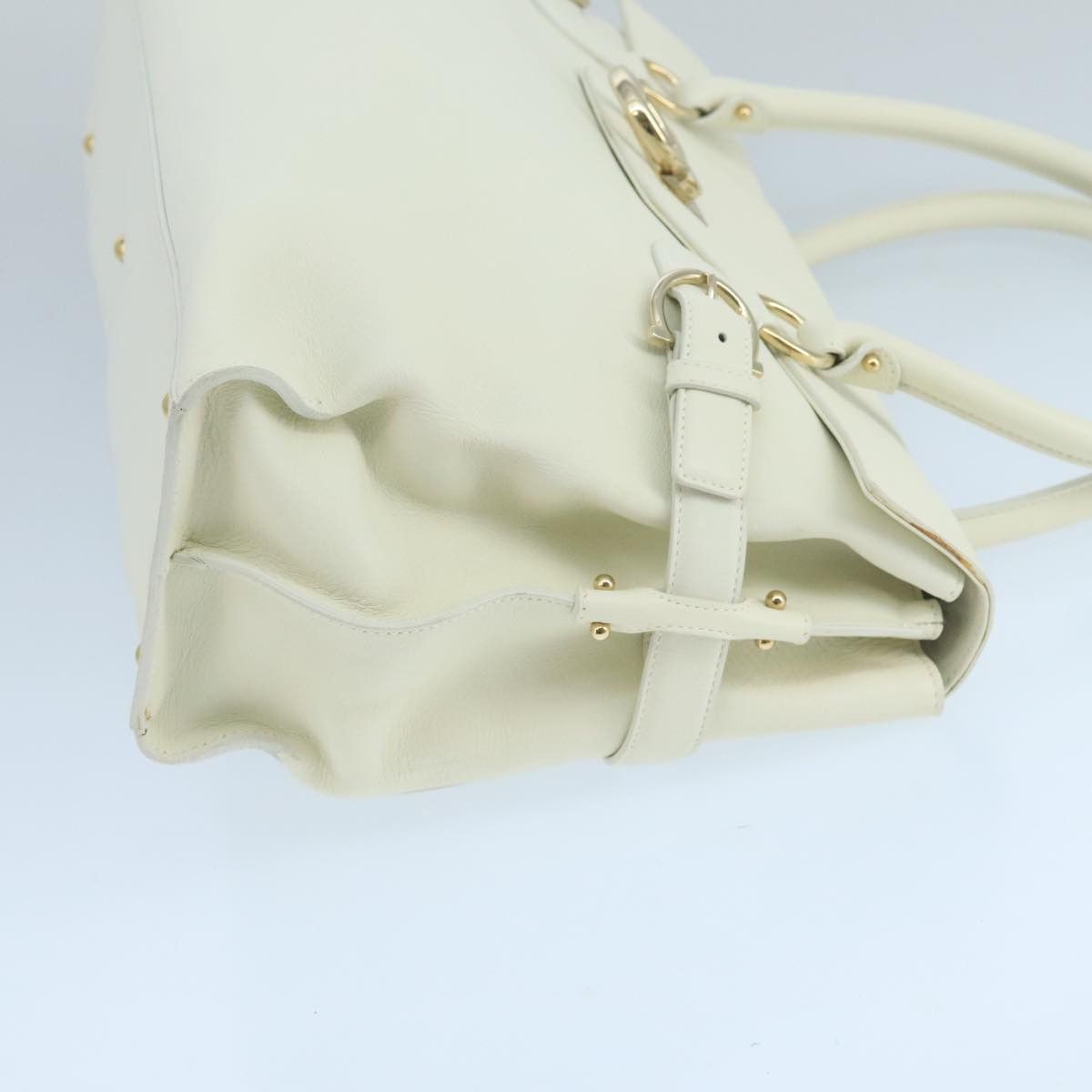 Salvatore Ferragamo Gancini White Leather Handbag (Pre-Owned) Size ONE SIZE - 3 Thumbnail