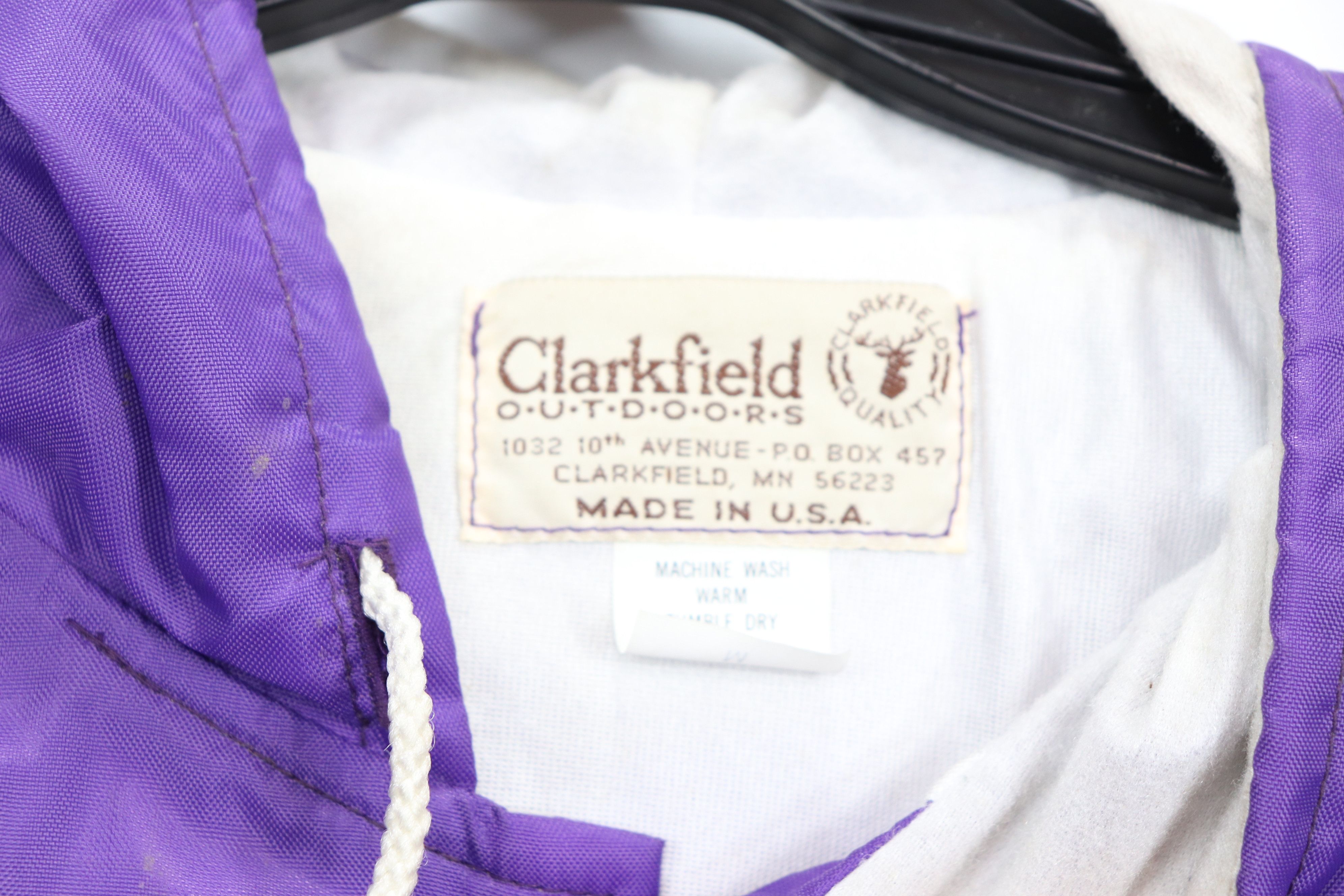 Vintage 80s Clarkfield Mens Medium Button Front Lined Hooded Varsity Jacket Purple Size US M / EU 48-50 / 2 - 3 Thumbnail