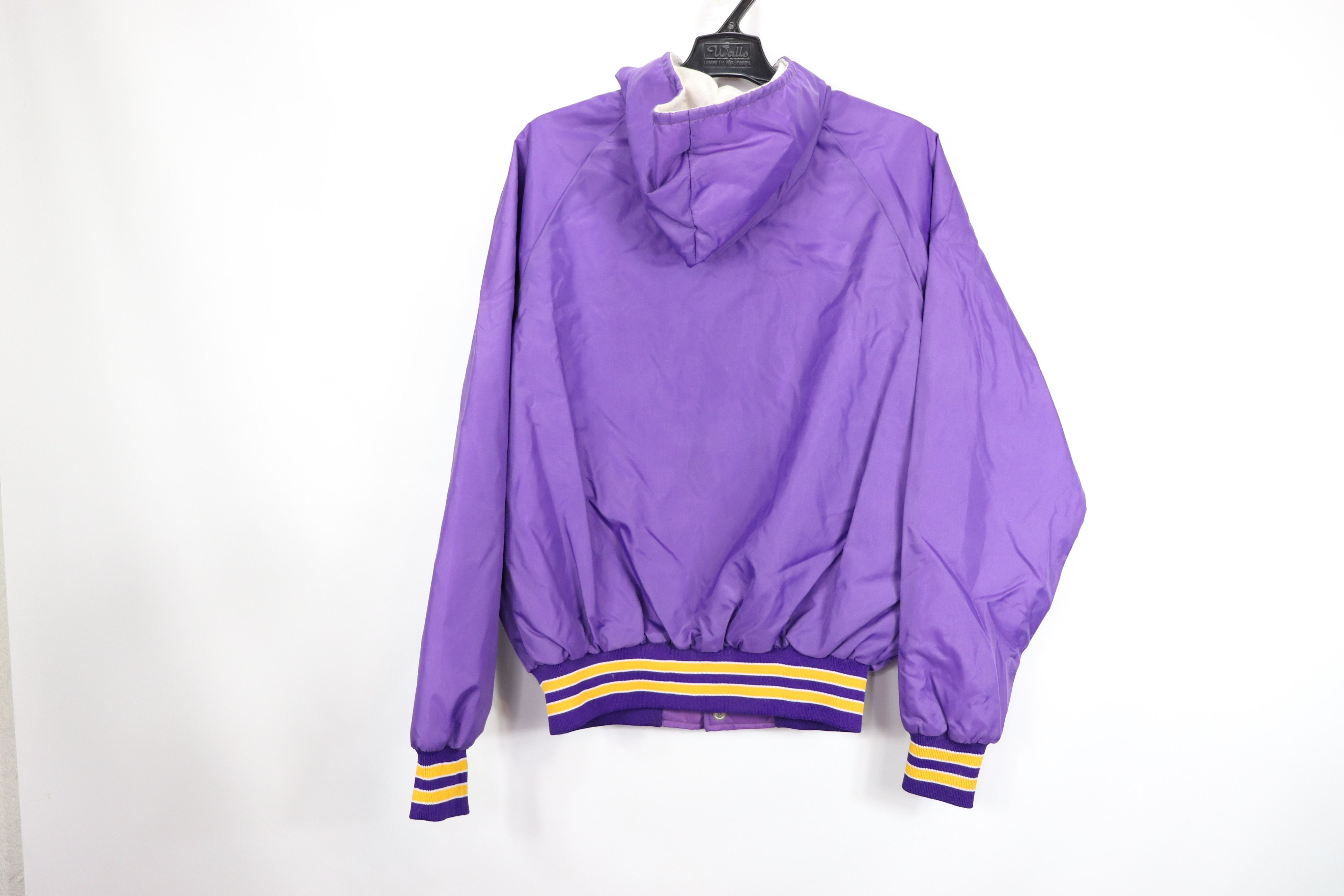 Vintage 80s Clarkfield Mens Medium Button Front Lined Hooded Varsity Jacket Purple Size US M / EU 48-50 / 2 - 4 Thumbnail