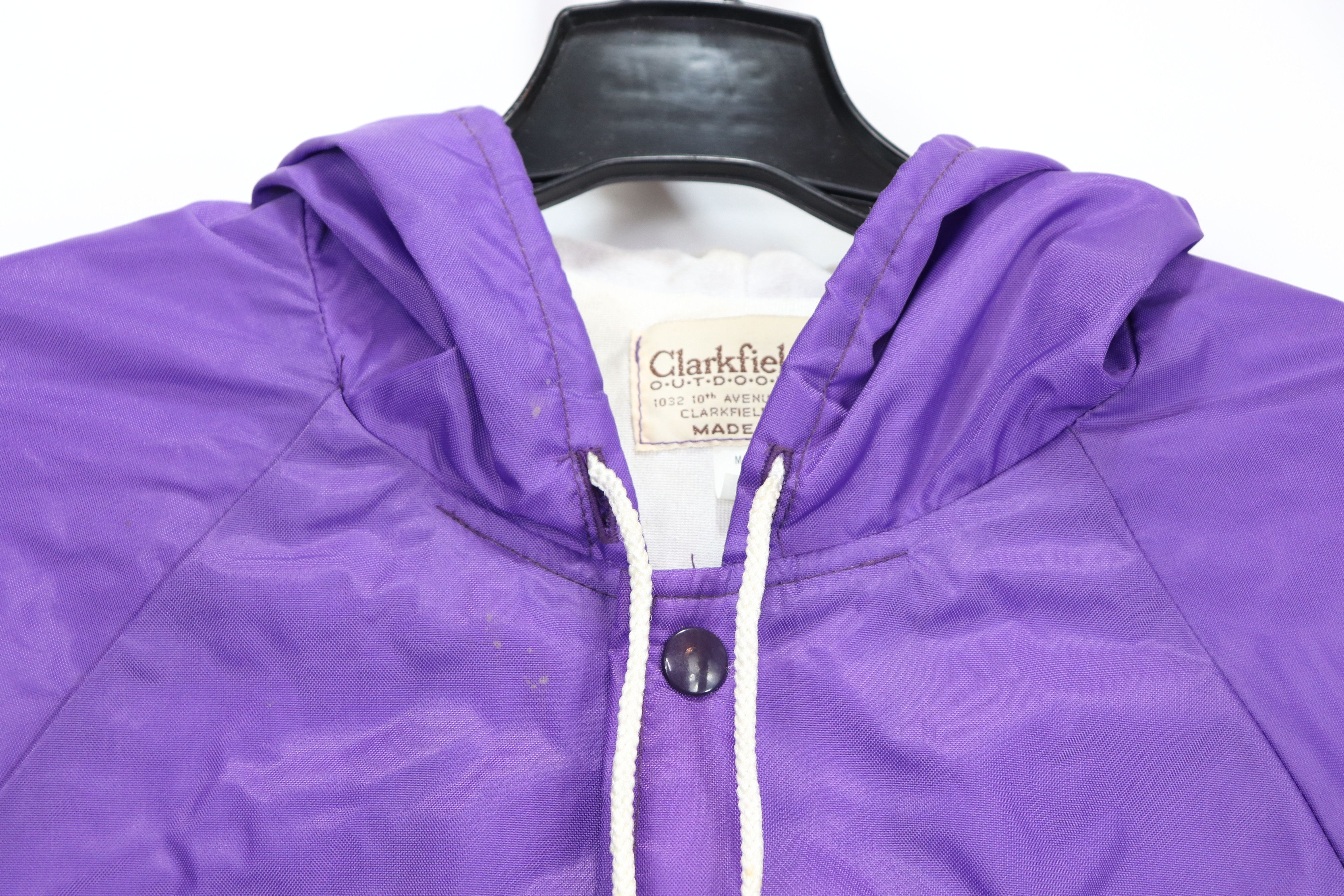 Vintage 80s Clarkfield Mens Medium Button Front Lined Hooded Varsity Jacket Purple Size US M / EU 48-50 / 2 - 6 Thumbnail