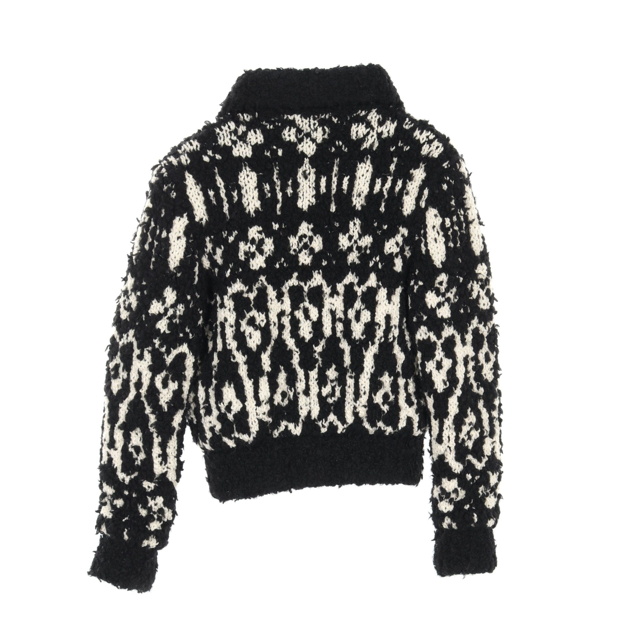 Chanel Chanel Knit Jacket Wool Cashmere Silk Black White Zip Up Size ONE SIZE - 2 Thumbnail