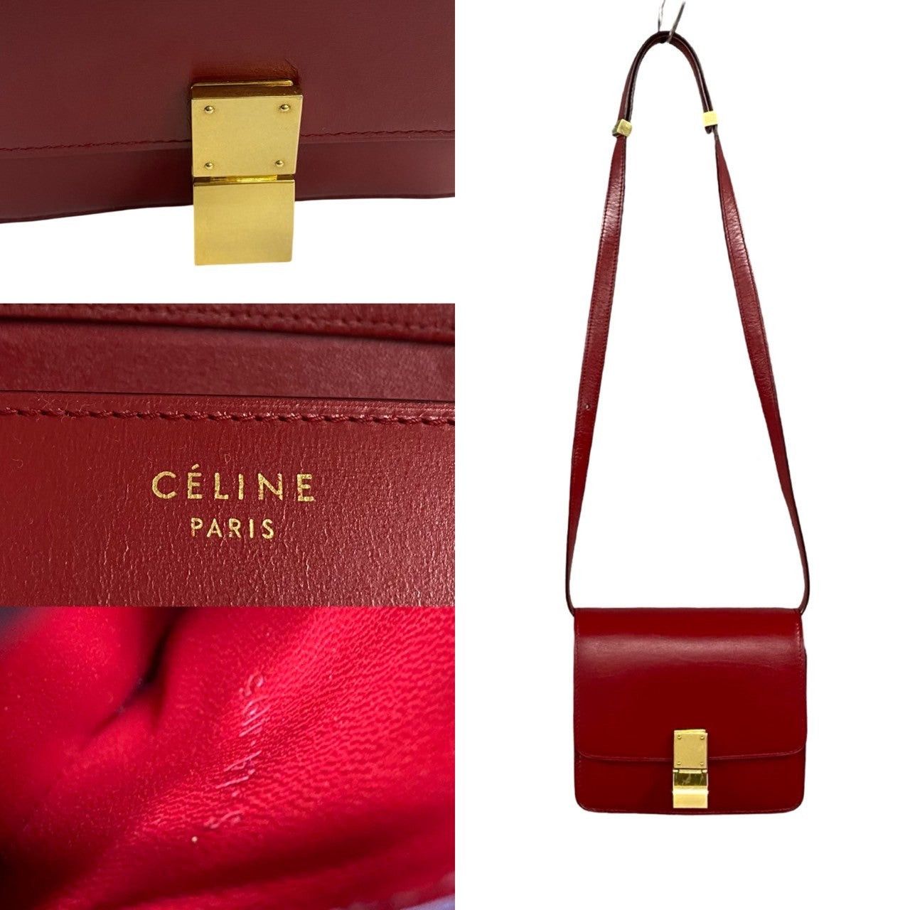 Celine Celine Shoulder Bag Red Leather Size ONE SIZE - 3 Thumbnail