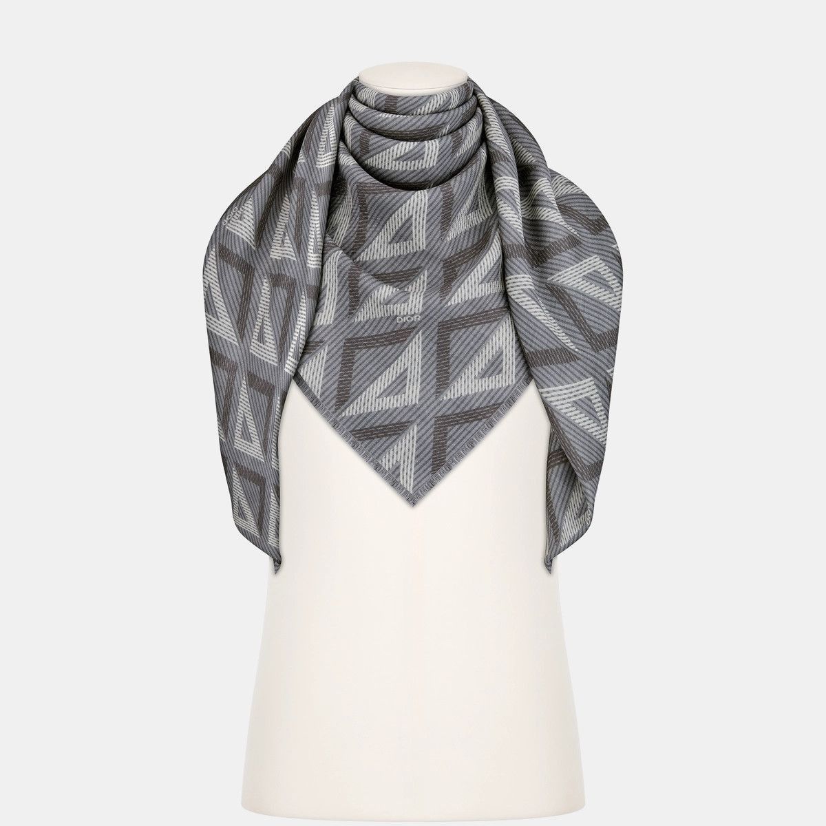 Dior CD Diamond Stole Deep Gray and Gray Silk and Wool Size ONE SIZE - 3 Thumbnail