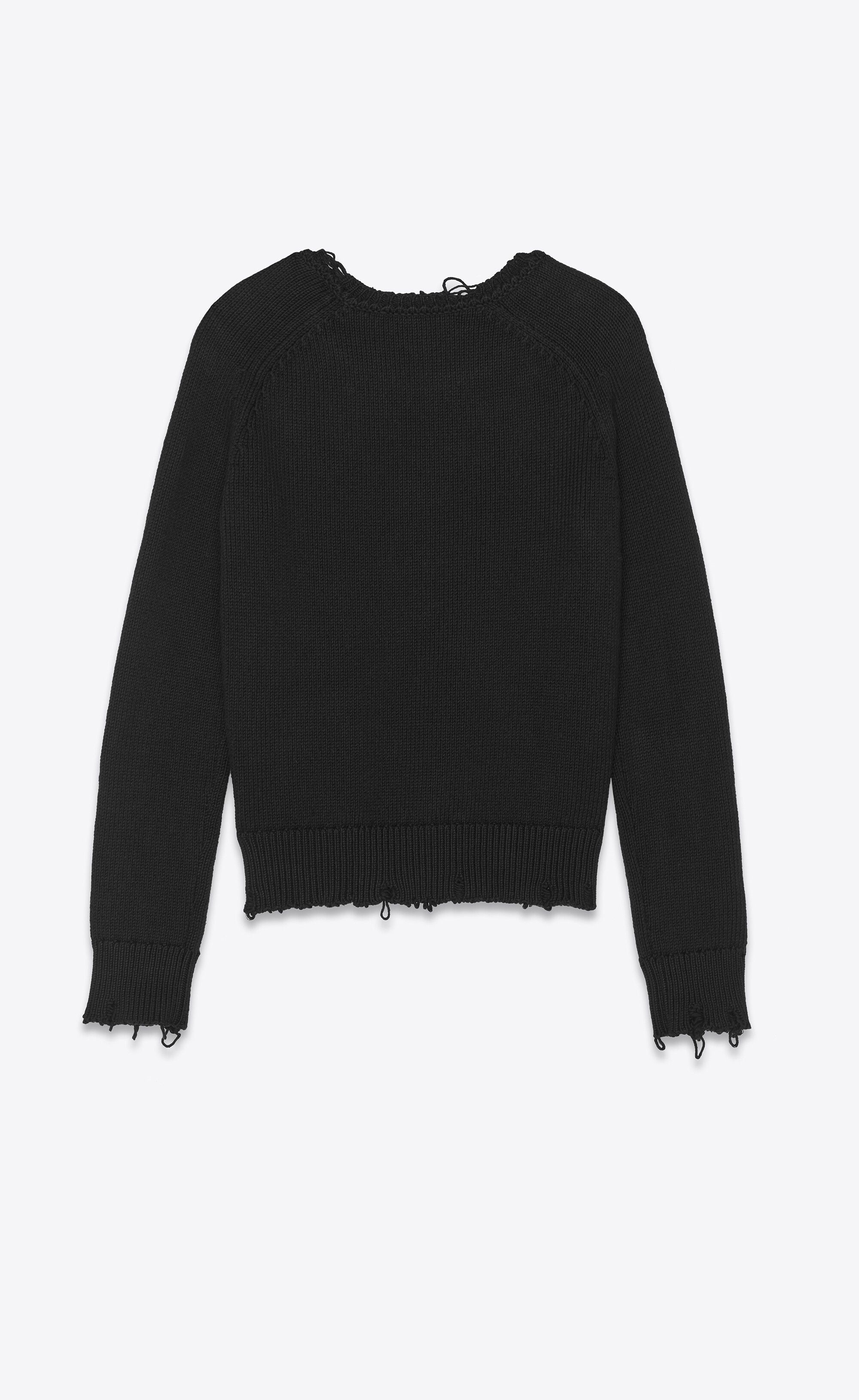 Saint Laurent Paris Destroyed Knit Sweater Size US L / EU 52-54 / 3 - 2 Thumbnail