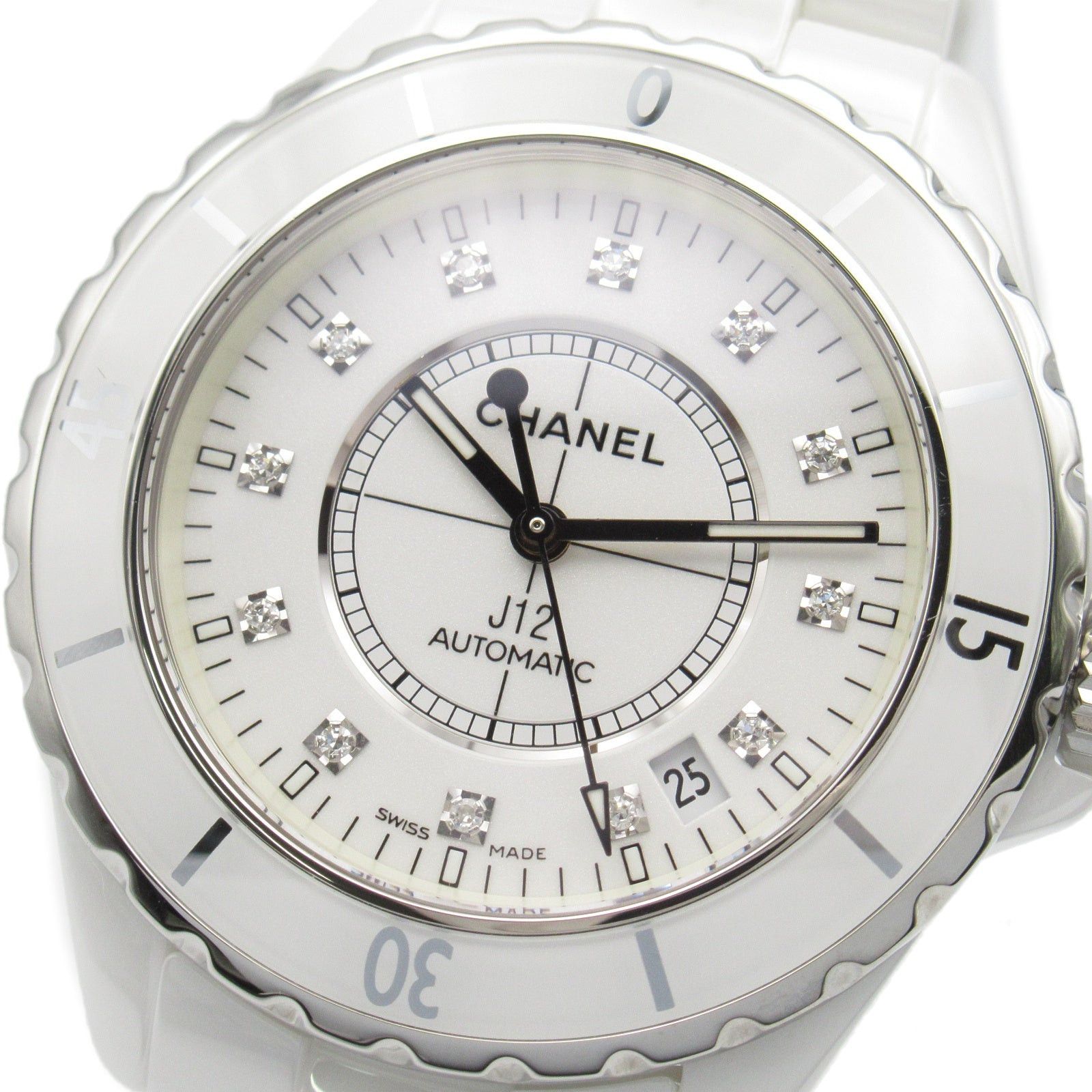Chanel Chanel J12 12P Diamond Mens Watch Automatic Winding Ceramic White Size ONE SIZE - 3 Thumbnail