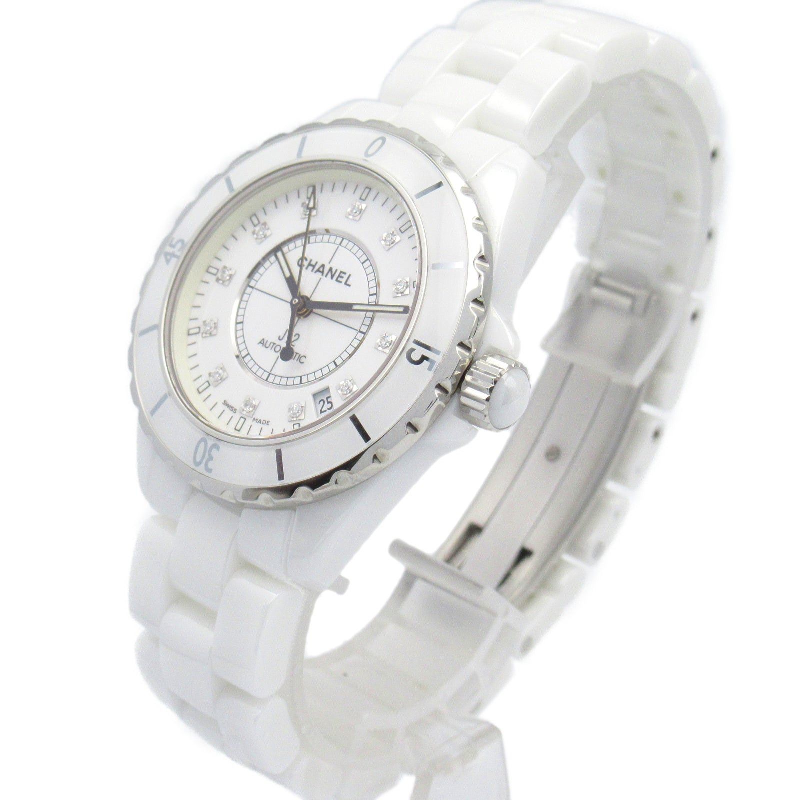 Chanel Chanel J12 12P Diamond Mens Watch Automatic Winding Ceramic White Size ONE SIZE - 2 Thumbnail